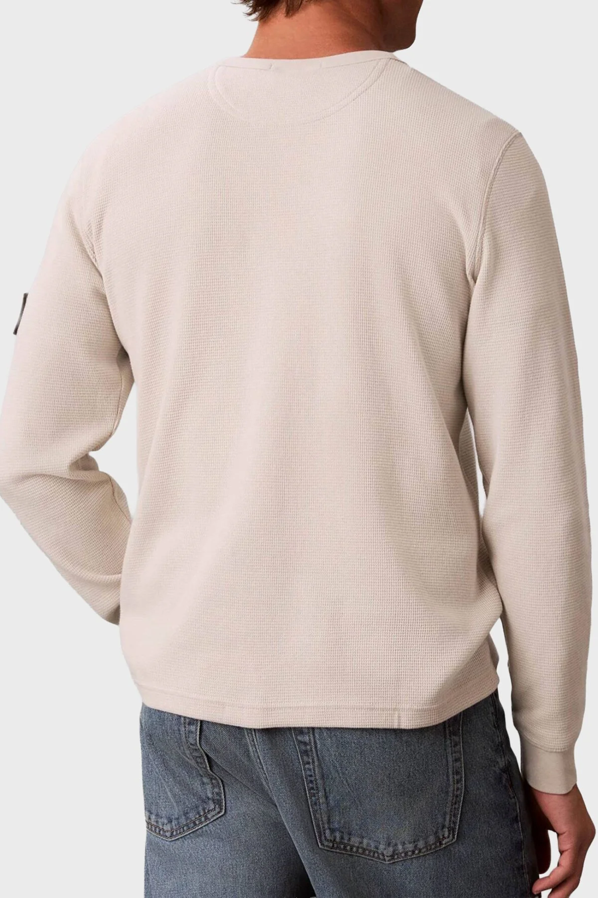 Calvin Klein % 100 Pamuk Regular Fit Bisiklet Yaka Uzun Kollu LV04RJ209GPDJ Erkek T Shirt LV04RJ209G PDJ Ekru - 3