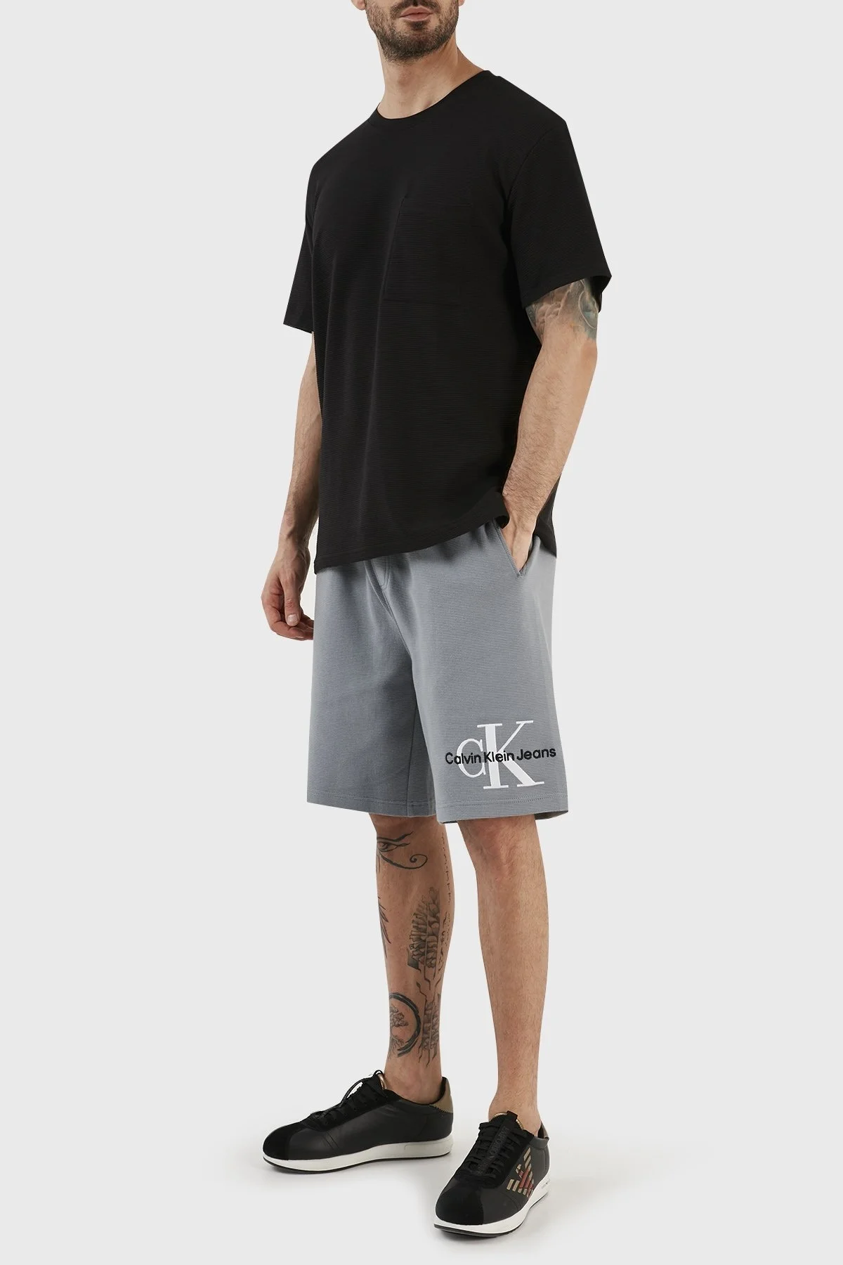 Calvin Klein % 100 Pamuk Regular Fit Cepli J30J323225PN6 Erkek Short J30J323225 PN6 GRİ - 1