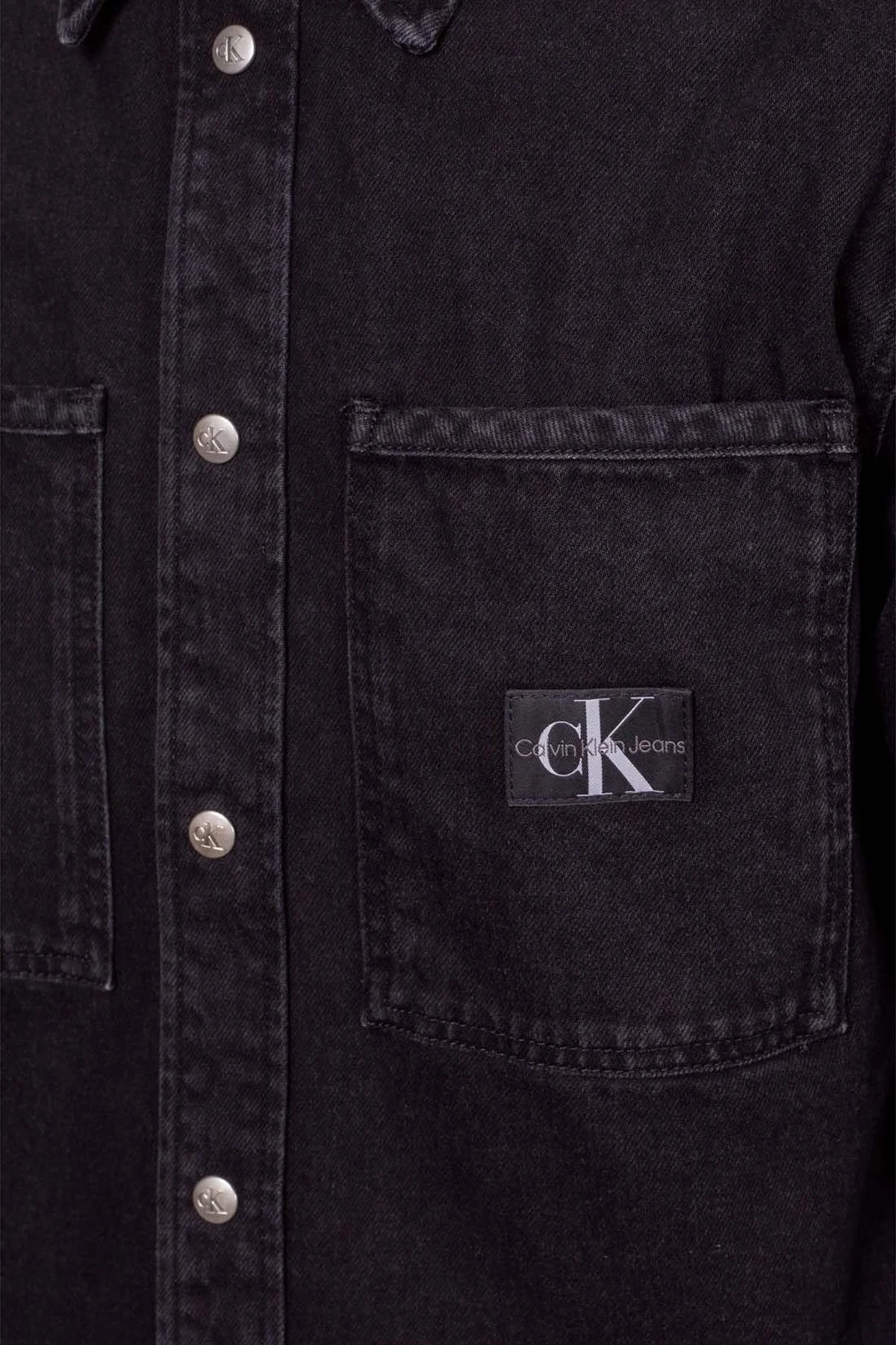Calvin Klein % 100 Pamuk Regular Fit Çift Cepli Denim J30J3258951BY Erkek Gömlek J30J325895 1BY SİYAH - 5