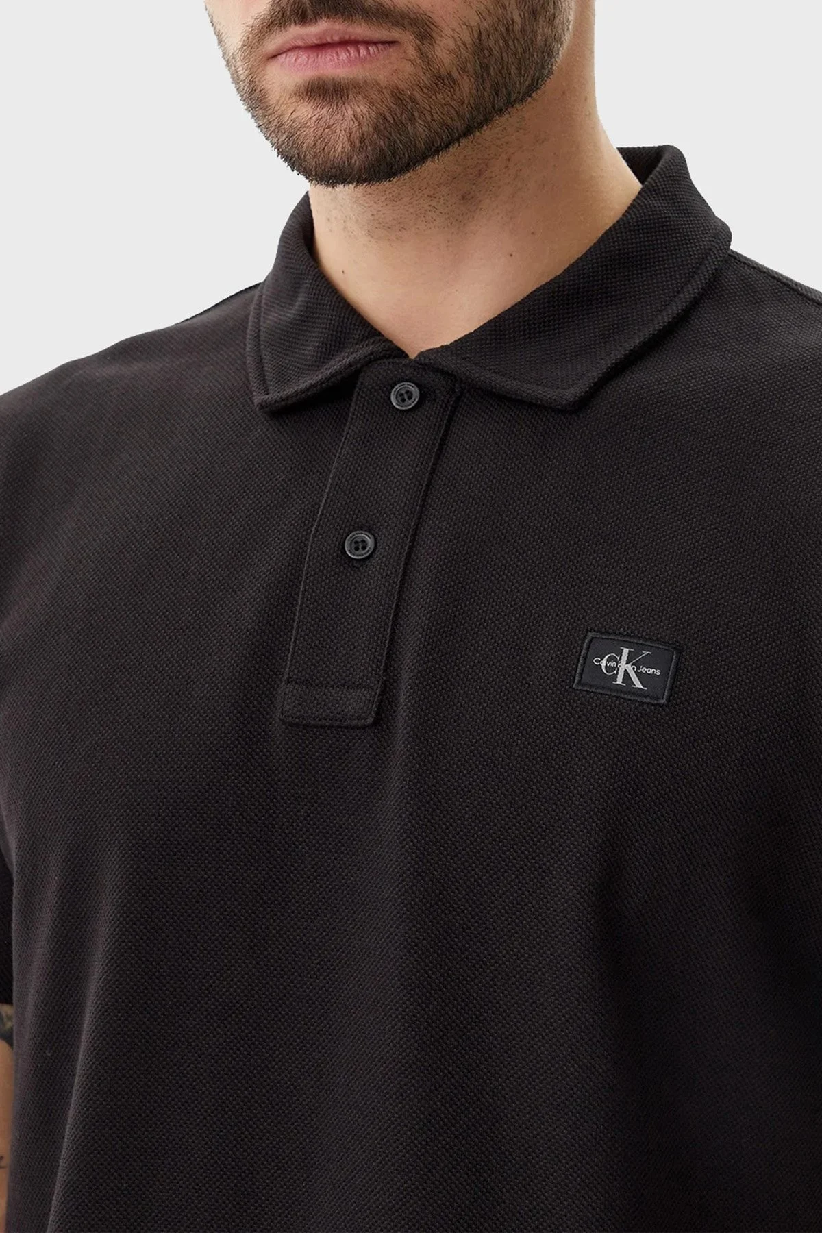 Calvin Klein % 100 Pamuk Regular Fit Düğmeli J30J327040BEH Erkek Polo Yaka T Shirt J30J327040 BEH SİYAH - 9