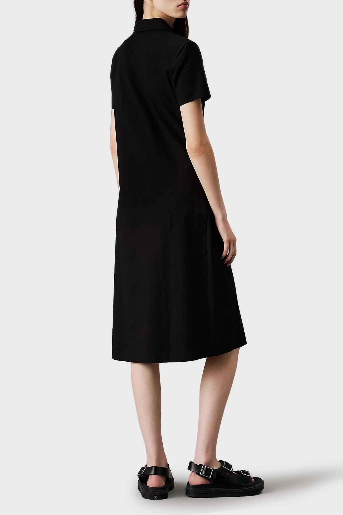 Calvin Klein % 100 Pamuk Regular Fit Düğmeli Midi Boy J20J225299BEH Bayan Elbise J20J225299 BEH SİYAH - 2