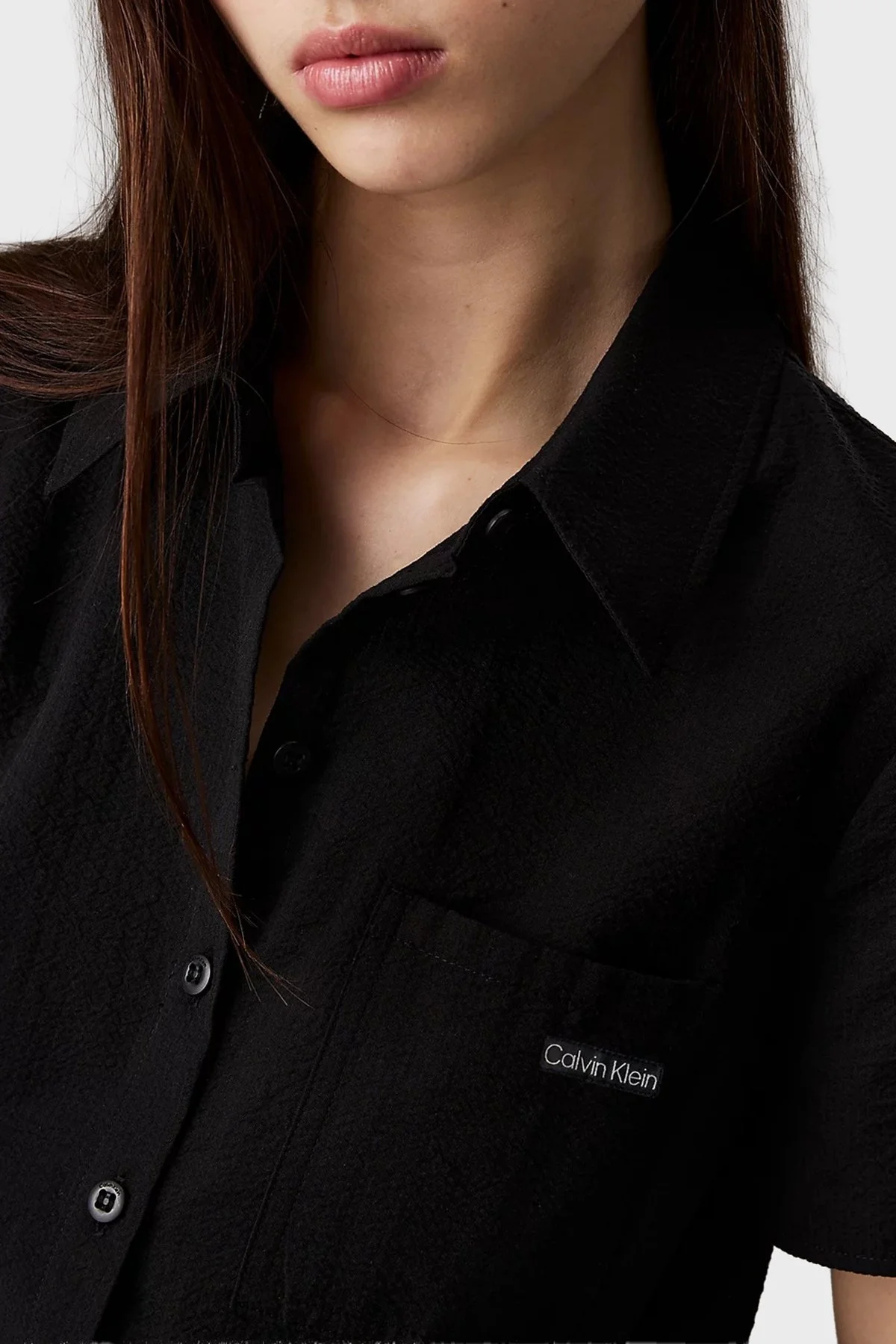 Calvin Klein % 100 Pamuk Regular Fit Düğmeli Midi Boy J20J225299BEH Bayan Elbise J20J225299 BEH SİYAH - 4