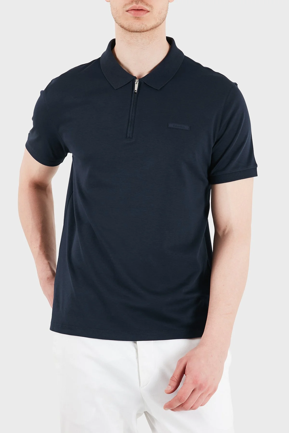 Calvin Klein % 100 Pamuk Regular Fit Fermuarlı LV04LE255GCEF Erkek Polo LV04LE255G CEF LACİVERT - 3