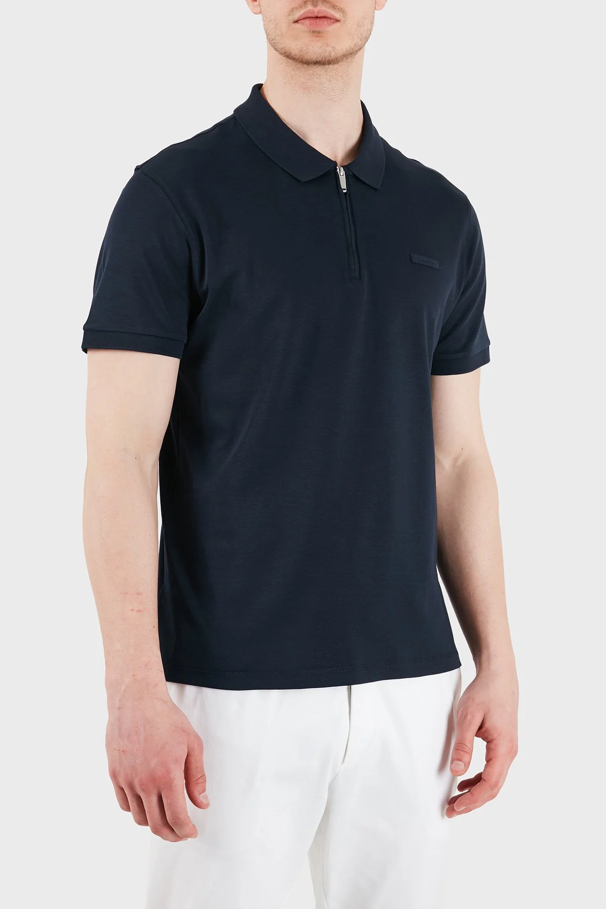 Calvin Klein % 100 Pamuk Regular Fit Fermuarlı LV04LE255GCEF Erkek Polo LV04LE255G CEF LACİVERT - 5