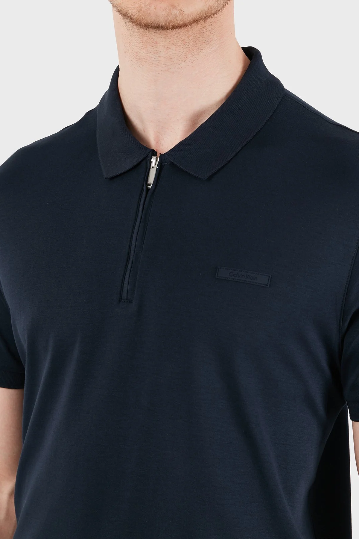 Calvin Klein % 100 Pamuk Regular Fit Fermuarlı LV04LE255GCEF Erkek Polo LV04LE255G CEF LACİVERT - 6