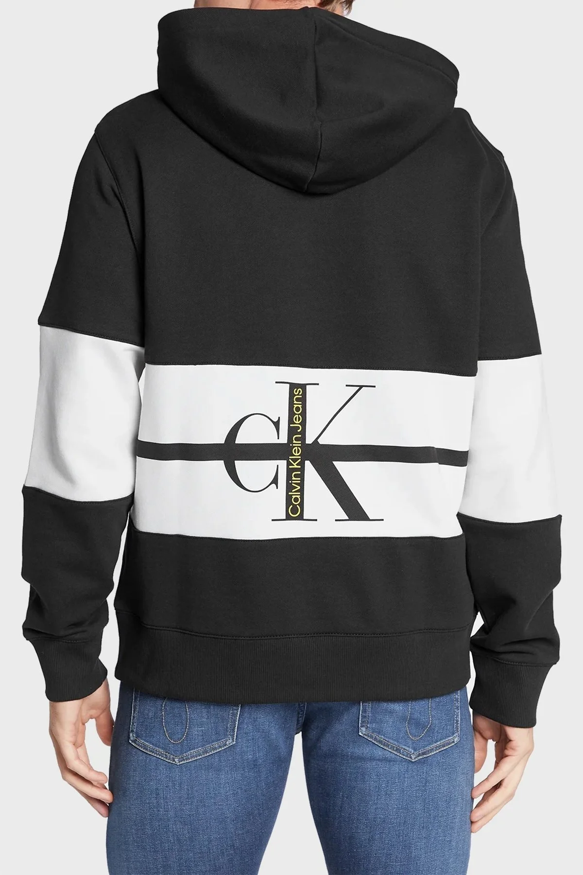 Calvin Klein % 100 Pamuk Regular Fit Kanguru Cepli Kapüşonlu Erkek Sweat J30J321882 BEH SİYAH - 3