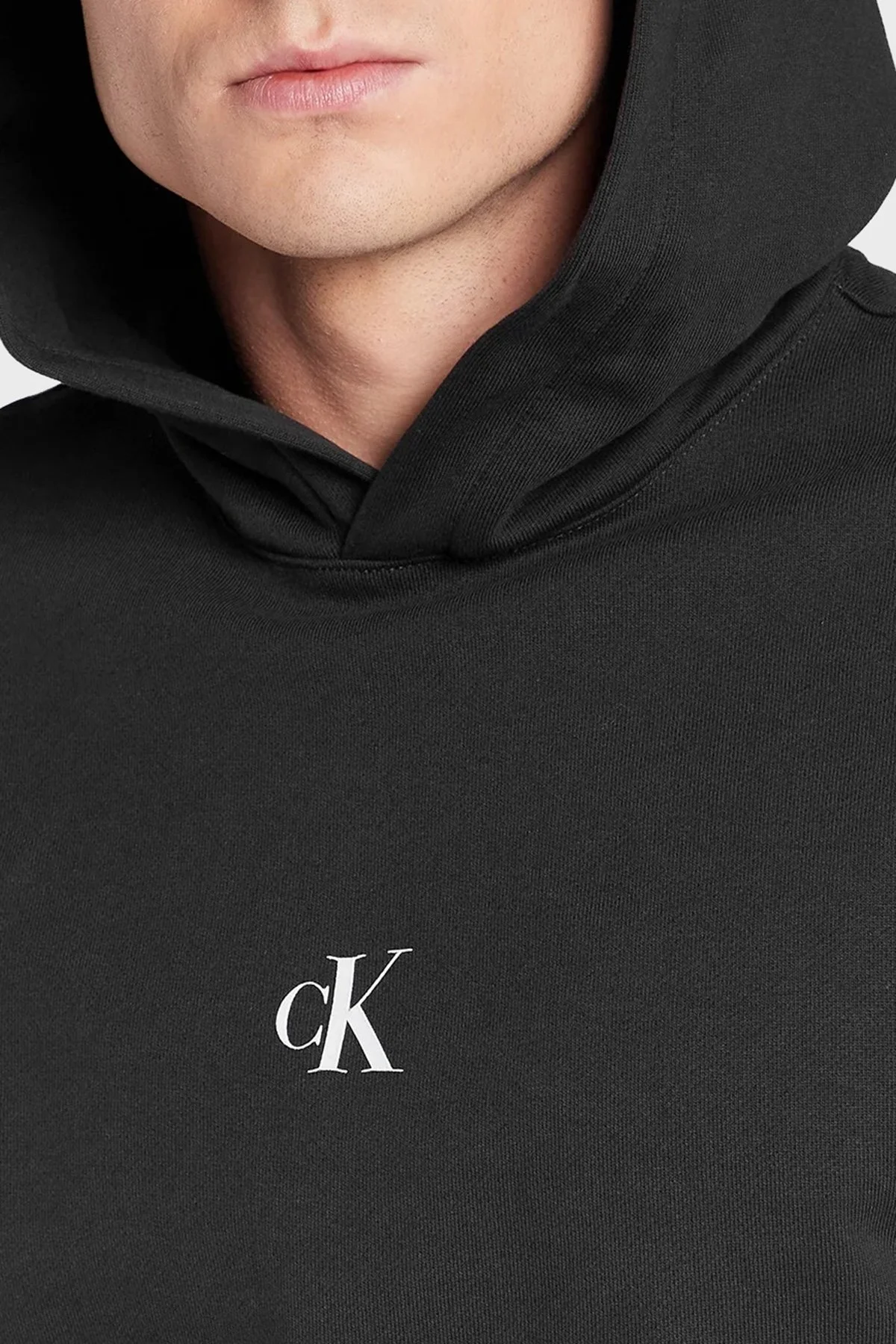 Calvin Klein % 100 Pamuk Regular Fit Kanguru Cepli Kapüşonlu Erkek Sweat J30J321882 BEH SİYAH - 5