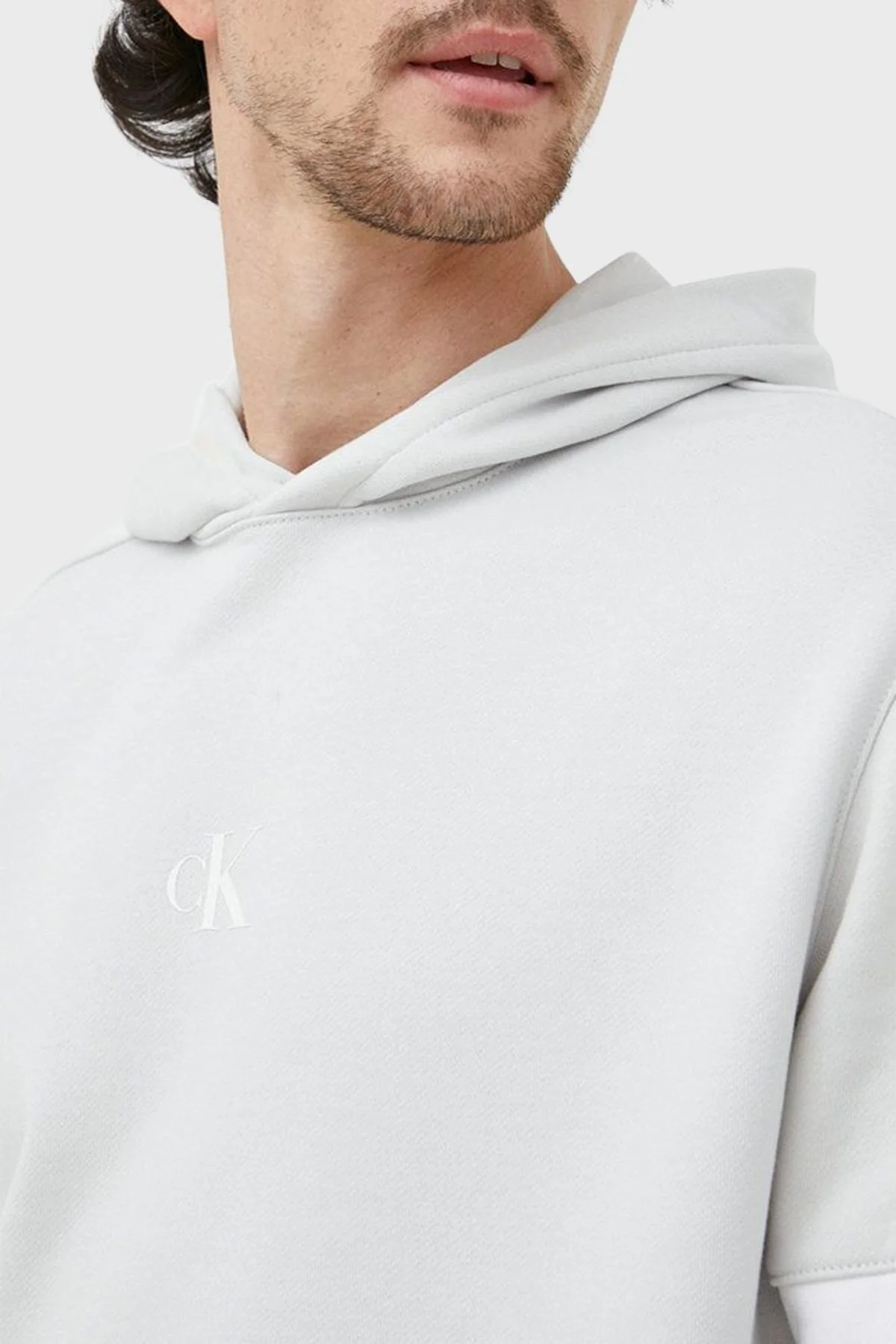 Calvin Klein % 100 Pamuk Regular Fit Kanguru Cepli Kapüşonlu Erkek Sweat J30J321882 PRF GRİ - 2