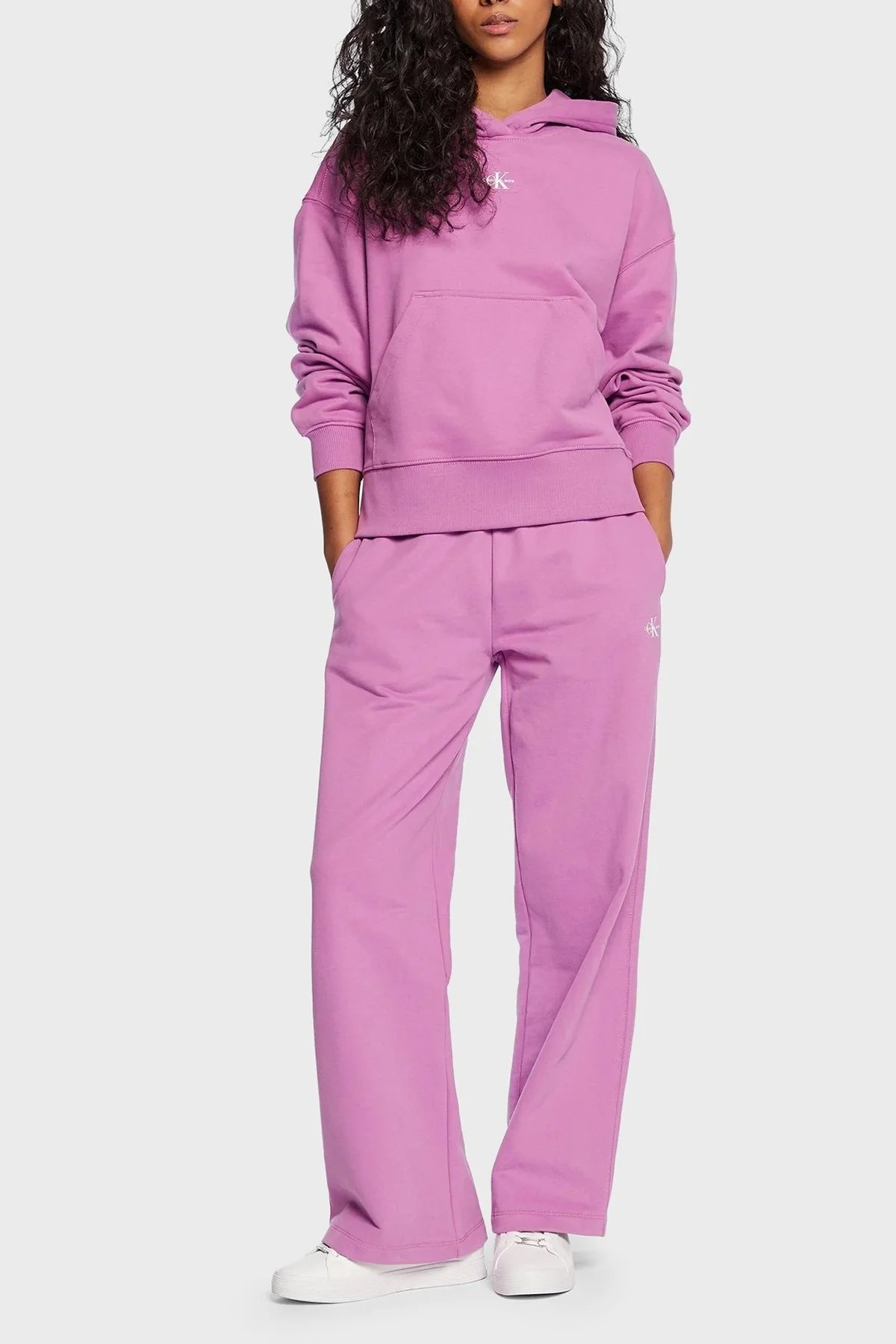 Calvin Klein % 100 Pamuk Regular Fit Kapüşonlu Bayan Sweat J20J220434 VDR MOR - 3