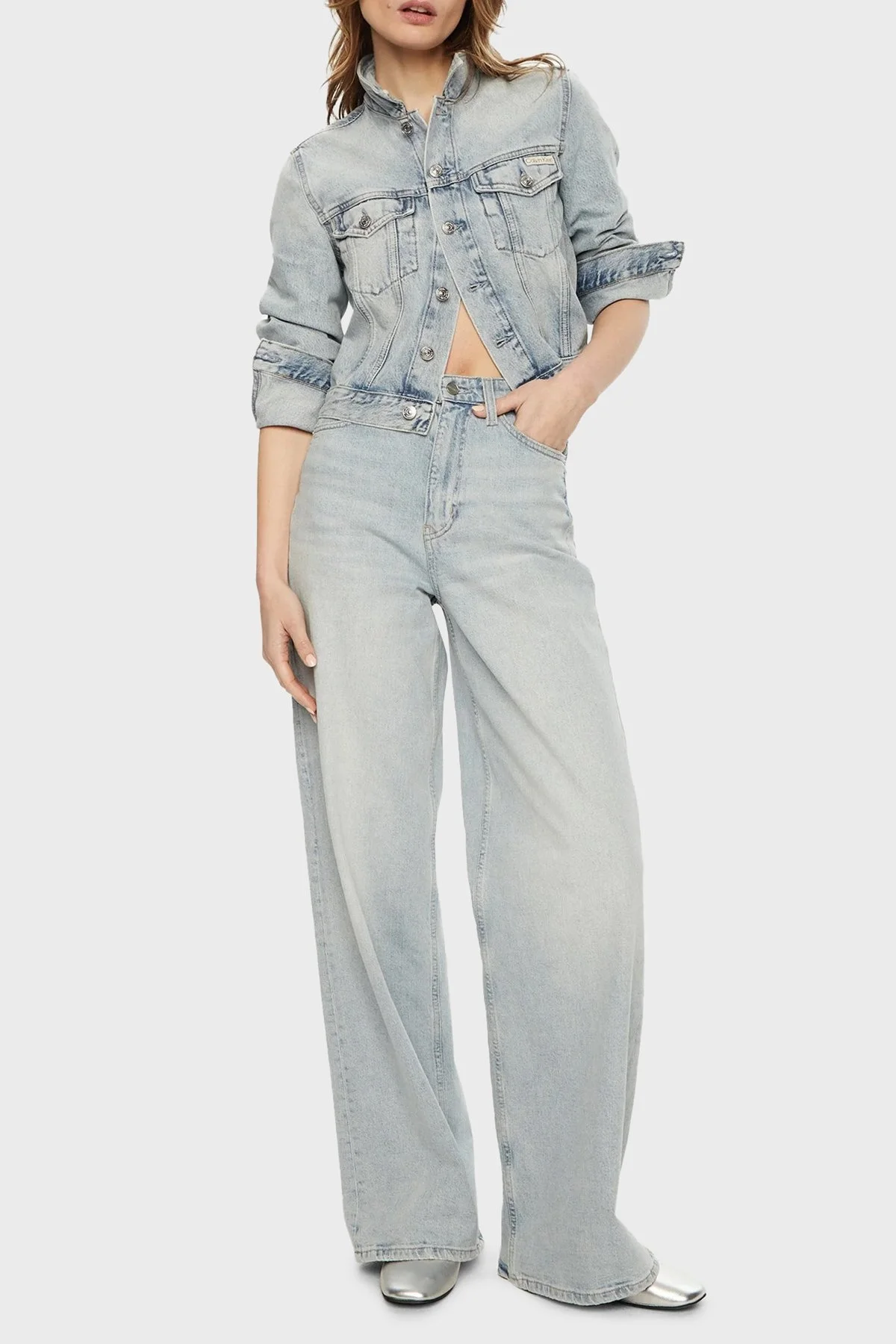 Calvin Klein % 100 Pamuk Regular Fit Kısa J20J2245441AA Bayan Kot Ceket J20J224544 1AA AÇIK MAVİ - 7