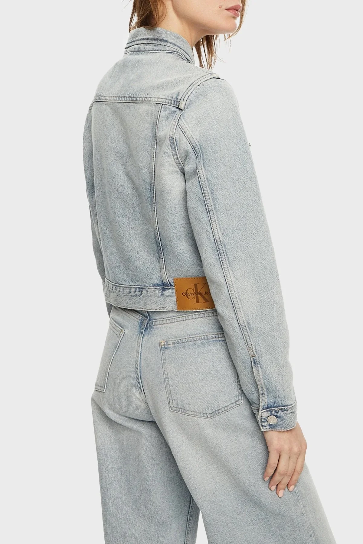 Calvin Klein % 100 Pamuk Regular Fit Kısa J20J2245441AA Bayan Kot Ceket J20J224544 1AA AÇIK MAVİ - 8