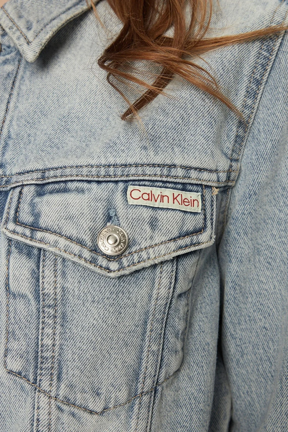 Calvin Klein % 100 Pamuk Regular Fit Kısa J20J2245441AA Bayan Kot Ceket J20J224544 1AA AÇIK MAVİ - 10