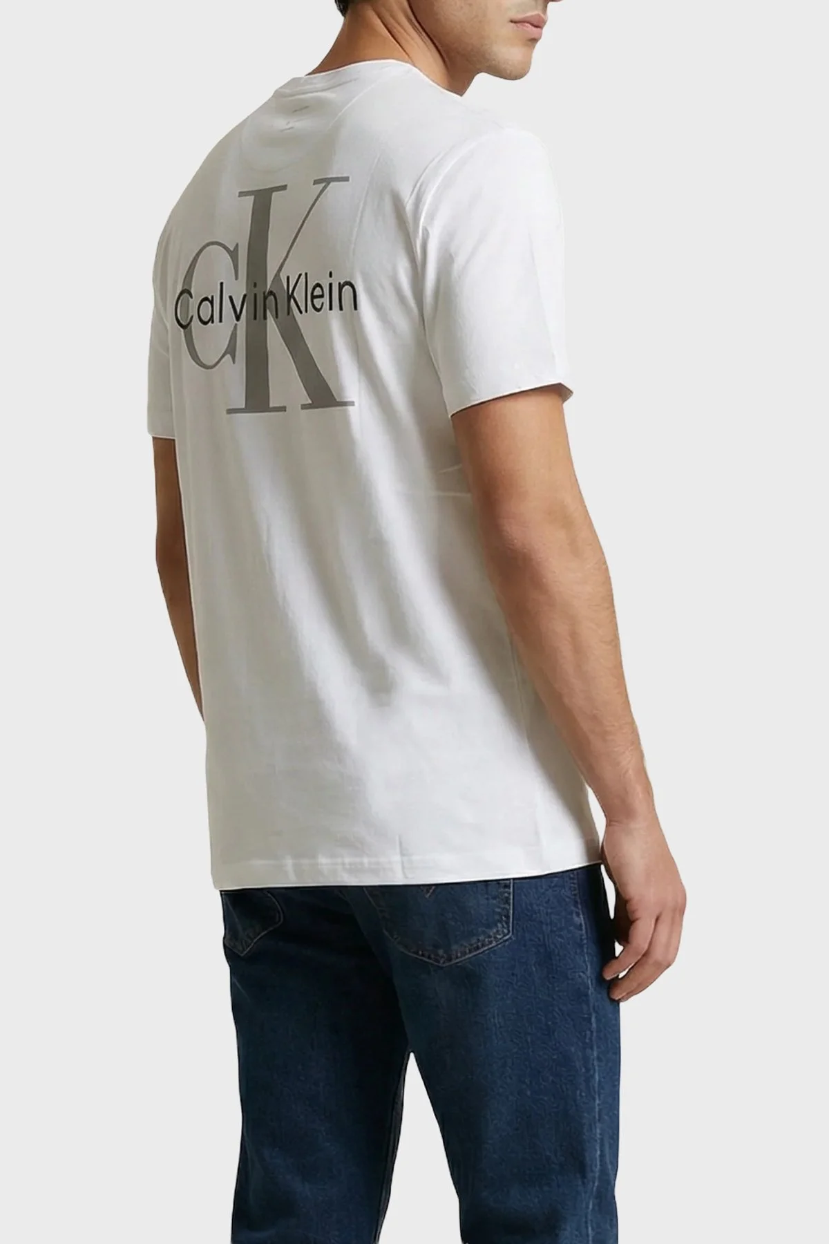 Calvin Klein % 100 Pamuk Regular Fit Logolu Bisiklet Yaka LV14RF852GYAF Erkek T Shirt LV14RF852G YAF BEYAZ - 2