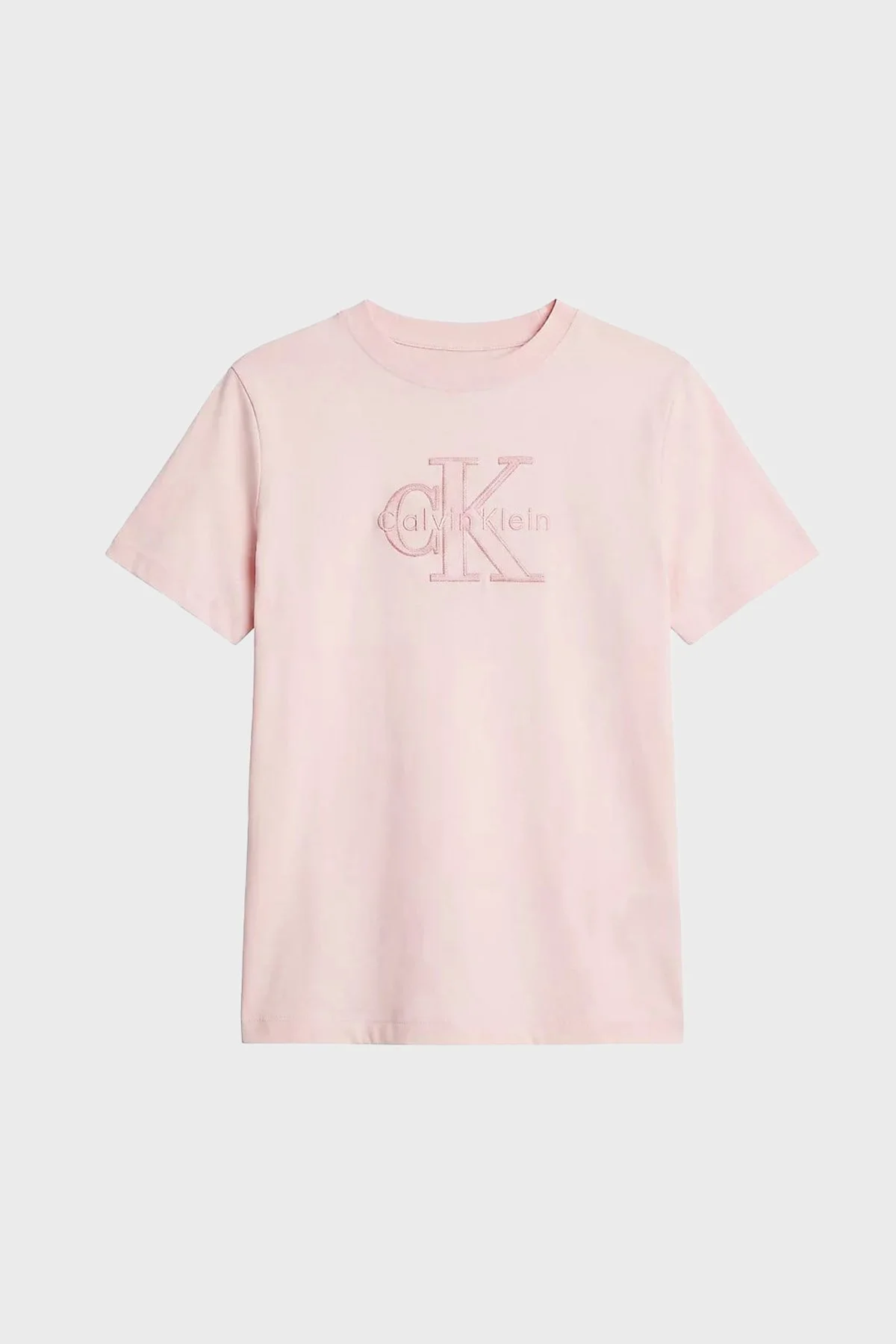 Calvin Klein % 100 Pamuk Regular Fit Logolu Kadın T Shirt LV047G829G VG3 PUDRA - 7