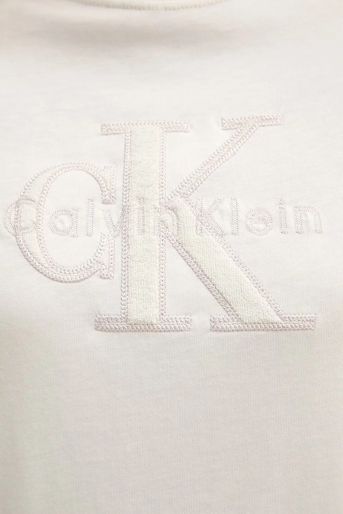 Calvin Klein % 100 Pamuk Regular Fit Logolu LV047G829GYAS Kadın T Shirt LV047G829G YAS Krem - 5
