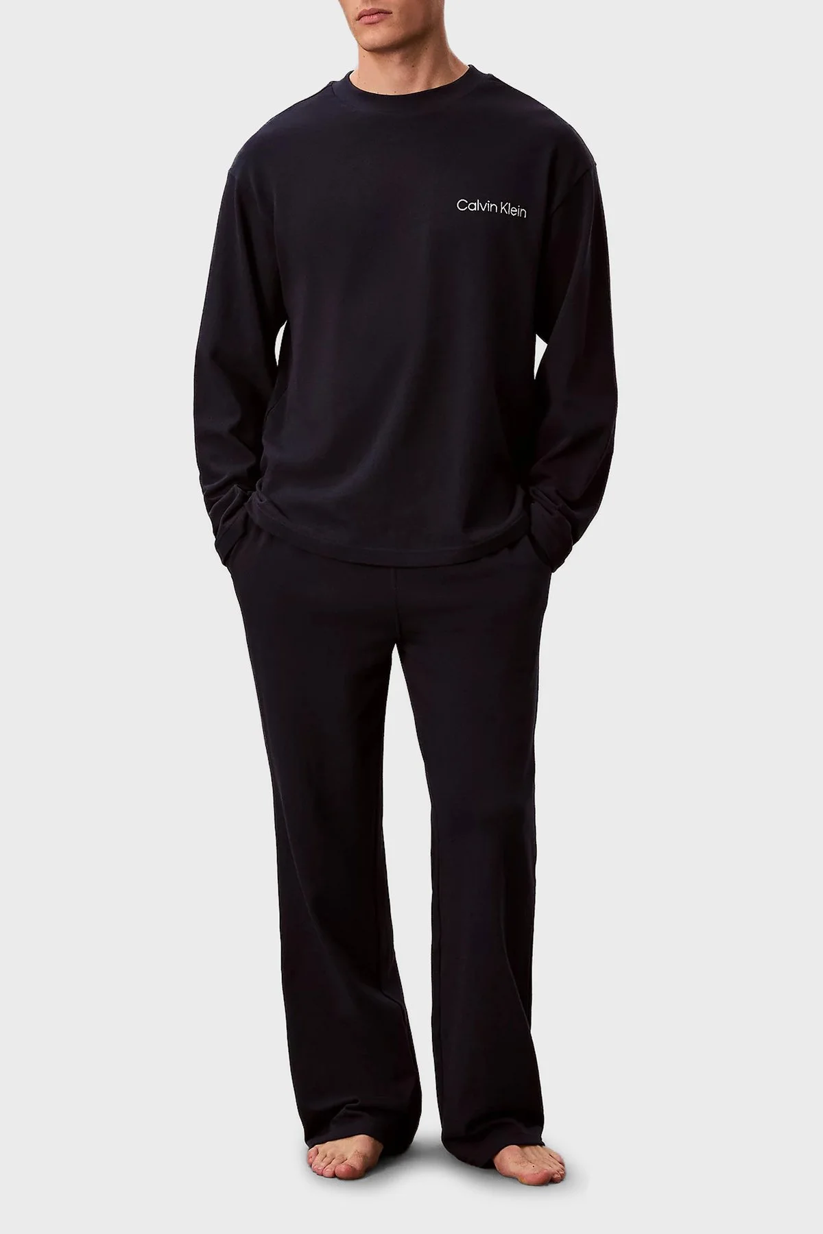 Calvin Klein % 100 Pamuk Regular Fit Uzun Kollu LV00NM29500PP Erkek Pijama Takımı LV00NM2950 0PP LACİVERT - 1