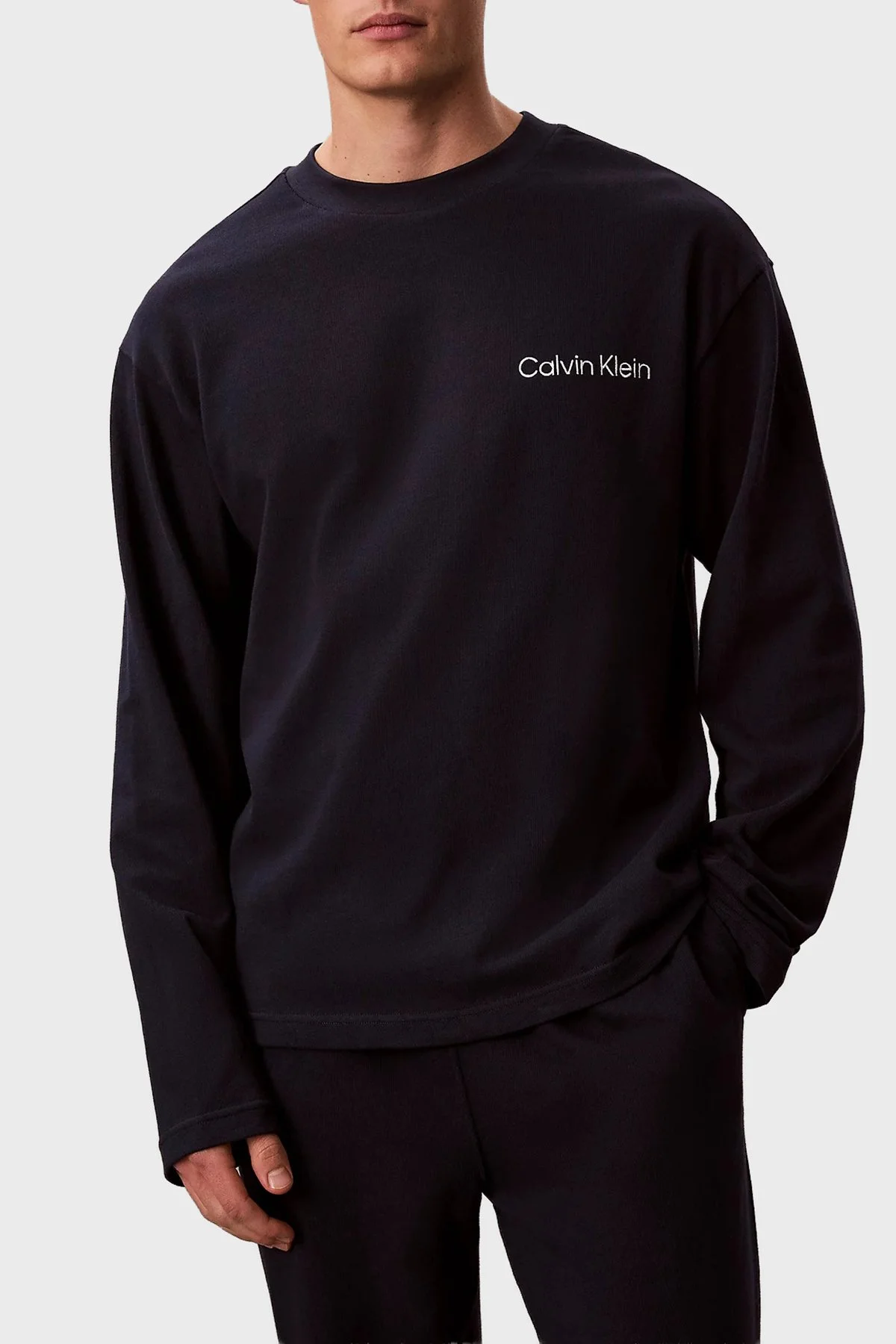 Calvin Klein % 100 Pamuk Regular Fit Uzun Kollu LV00NM29500PP Erkek Pijama Takımı LV00NM2950 0PP LACİVERT - 2