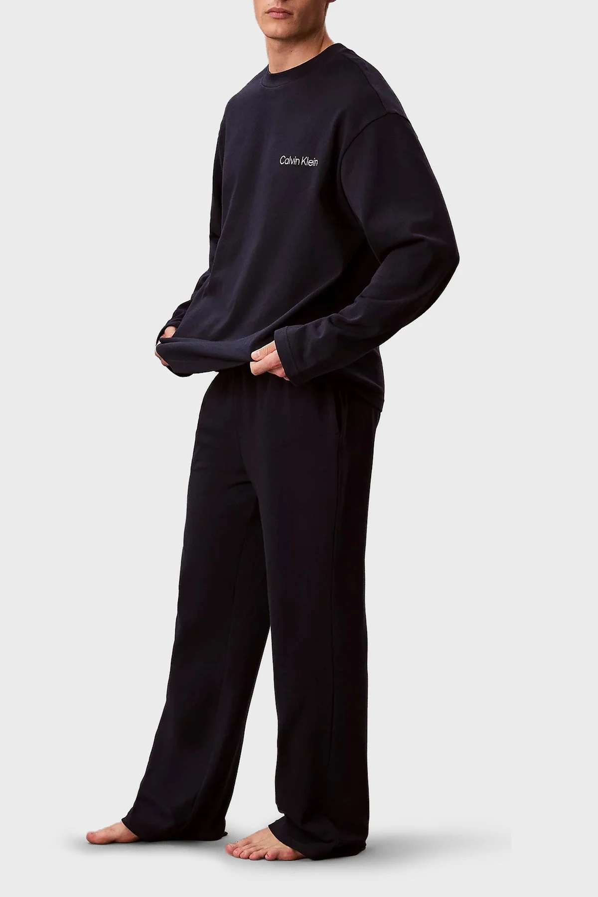 Calvin Klein % 100 Pamuk Regular Fit Uzun Kollu LV00NM29500PP Erkek Pijama Takımı LV00NM2950 0PP LACİVERT - 4