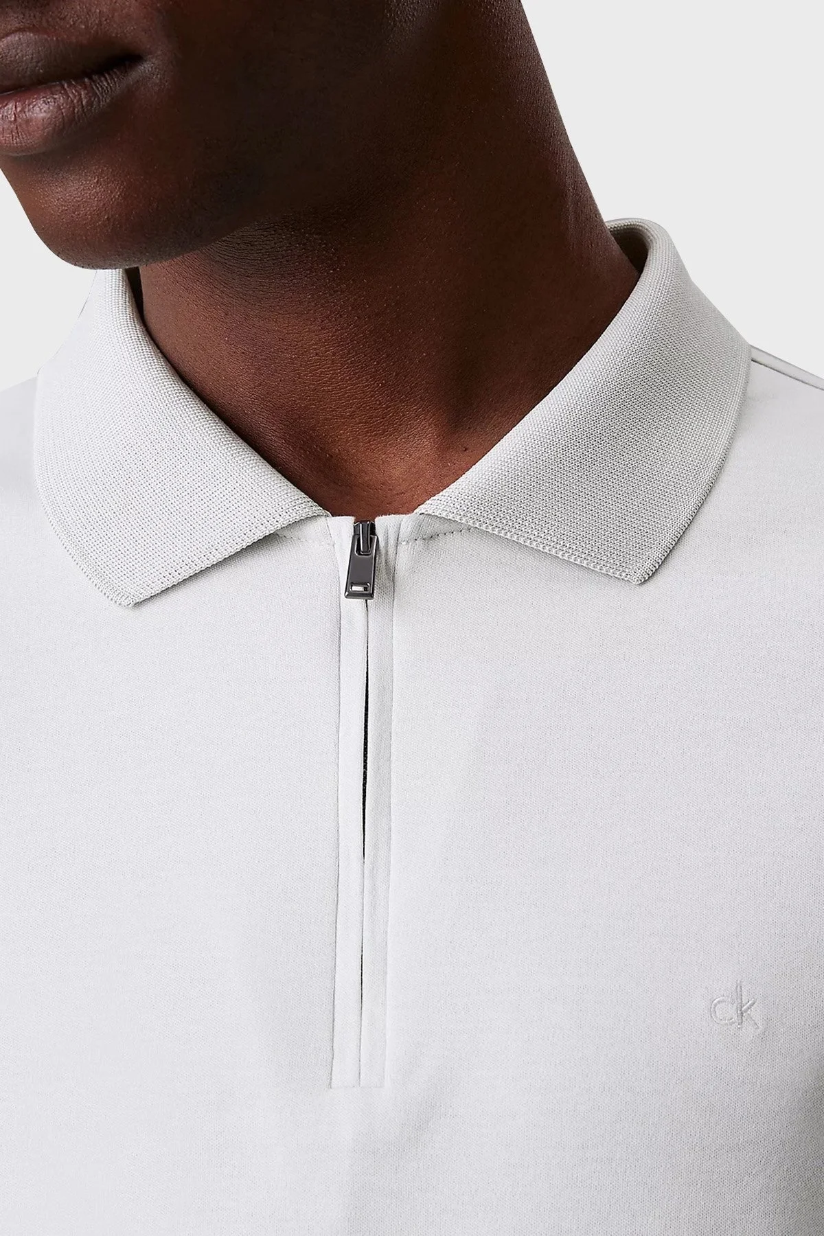 Calvin Klein % 100 Pamuk Regular Fit Yarım Fermuarlı K10K112754PFH Erkek Polo Yaka T Shirt K10K112754 PFH GRİ - 6