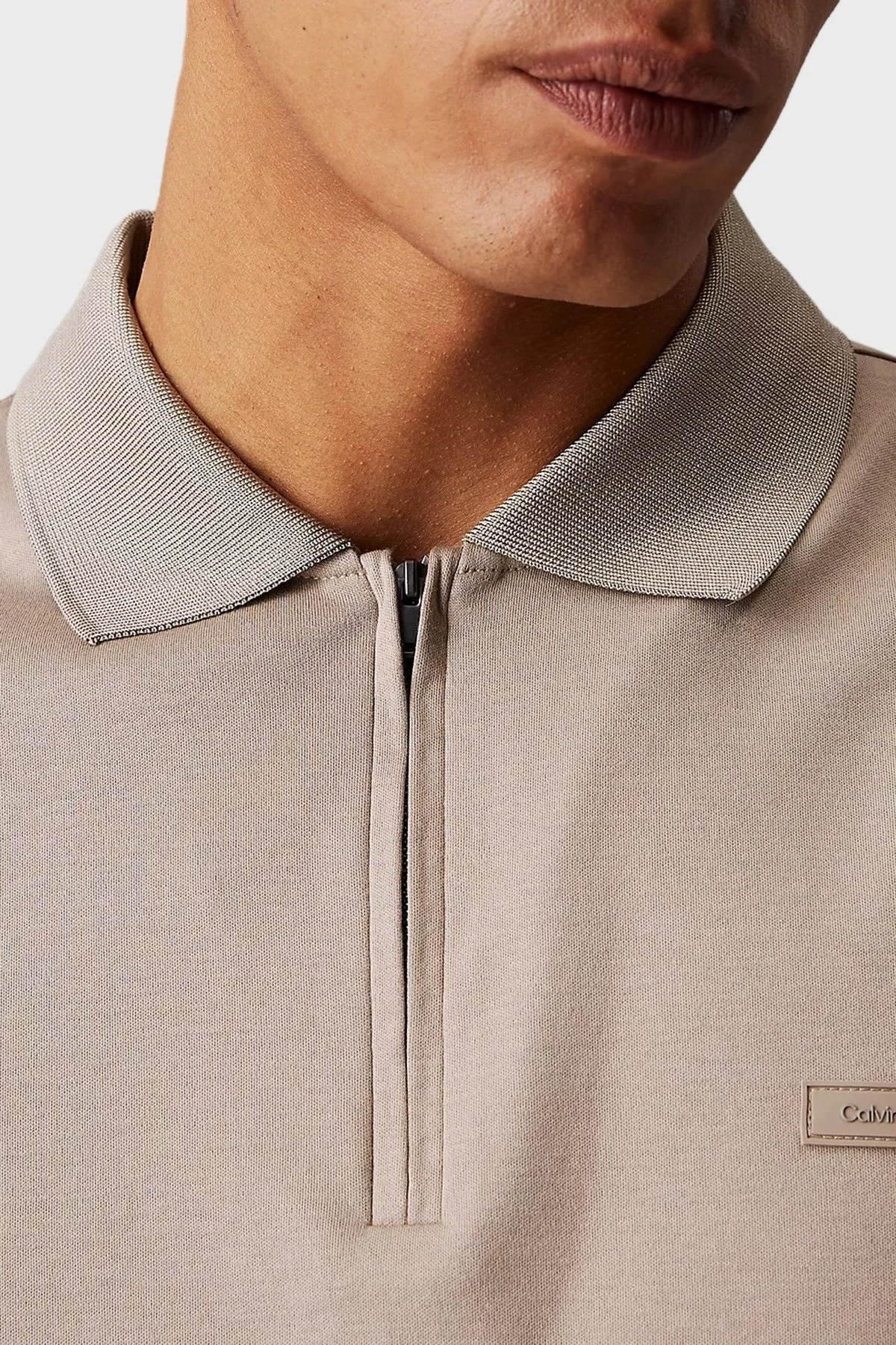 Calvin Klein % 100 Pamuk Regular Fit Yarım Fermuarlı K10K112754RAJ Erkek Polo Yaka T Shirt K10K112754 RAJ HAKİ - 8
