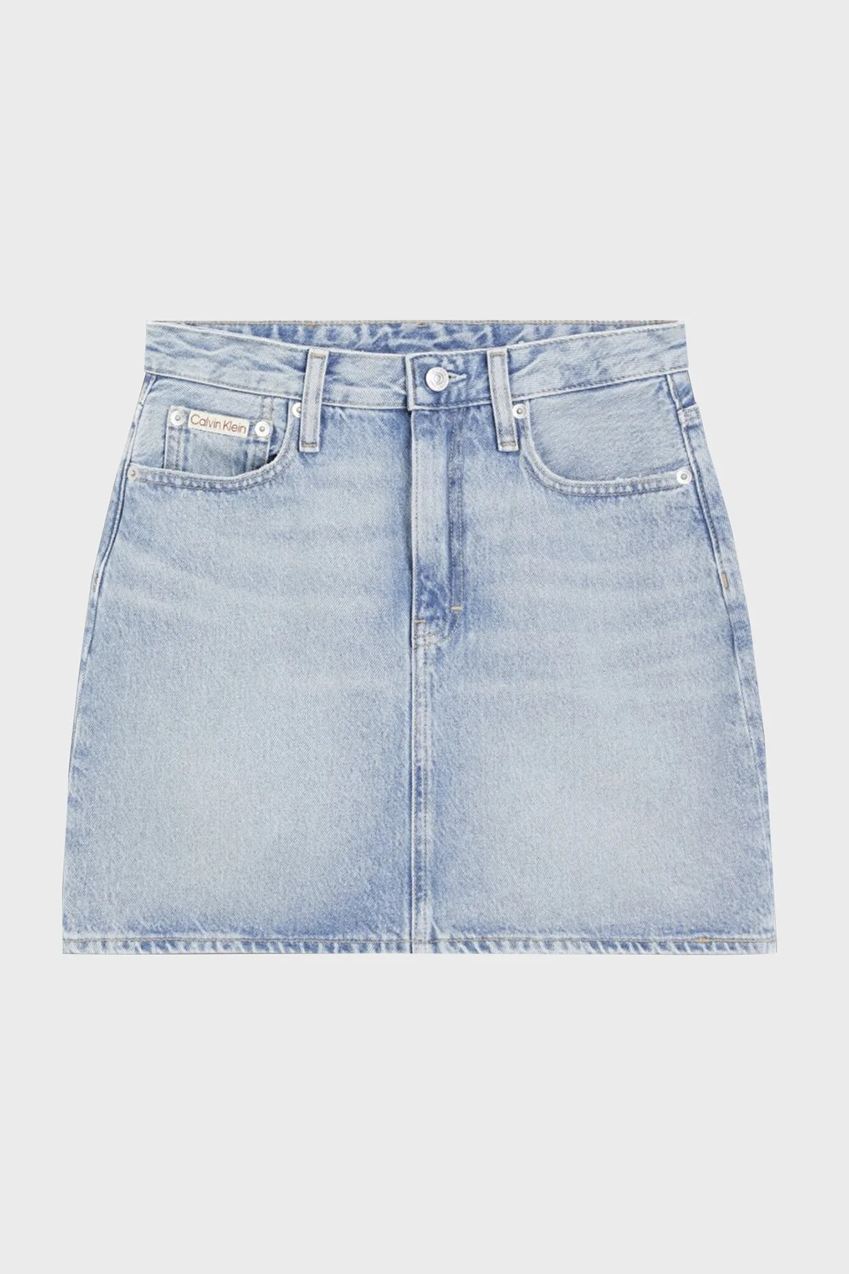 Calvin Klein % 100 Pamuk Regular Fit Yüksek Bel Mini Kot J20J2245341AA Bayan Etek J20J224534 1AA AÇIK MAVİ - 6