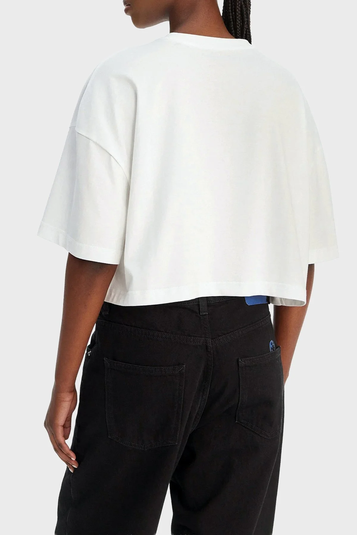 Calvin Klein % 100 Pamuk Relaxed Fit Logolu Bisiklet Yaka LV047F828GYAF Bayan T Shirt LV047F828G YAF BEYAZ - 3