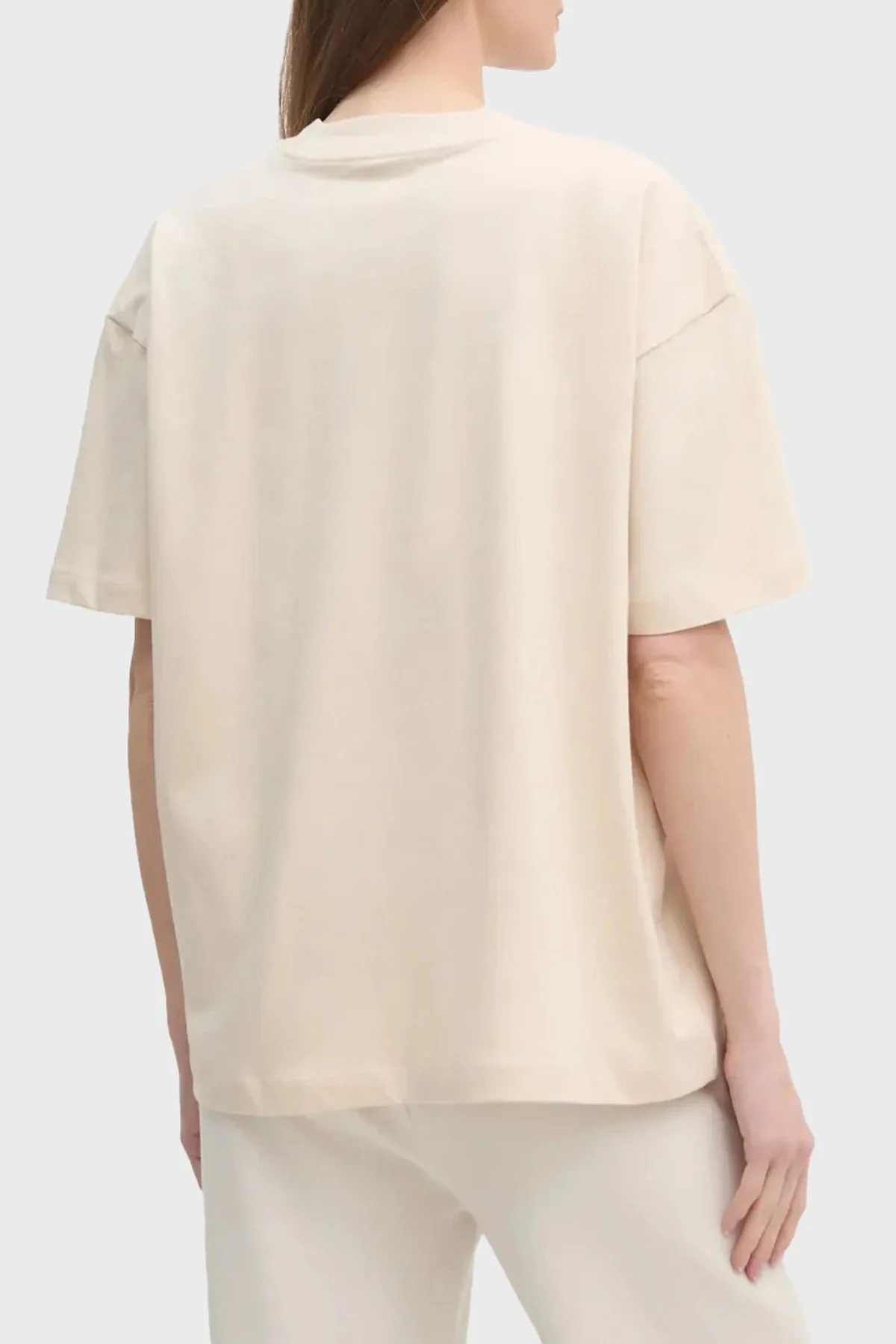 Calvin Klein % 100 Pamuk Relaxed Fit Logolu J20J225521AEA Bayan T Shirt J20J225521 AEA BEJ - 8