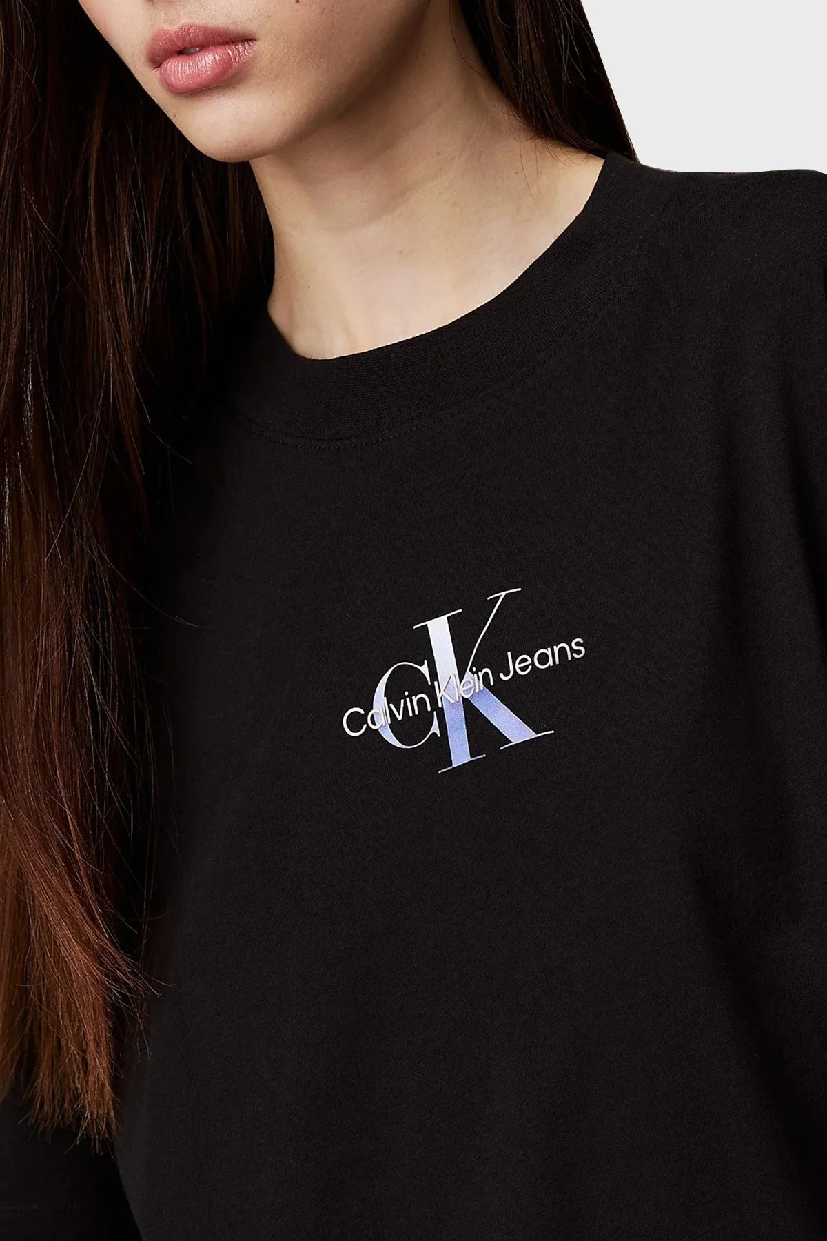 Calvin Klein % 100 Pamuk Relaxed Fit Logolu J20J225521BEH Bayan T Shirt J20J225521 BEH SİYAH - 6