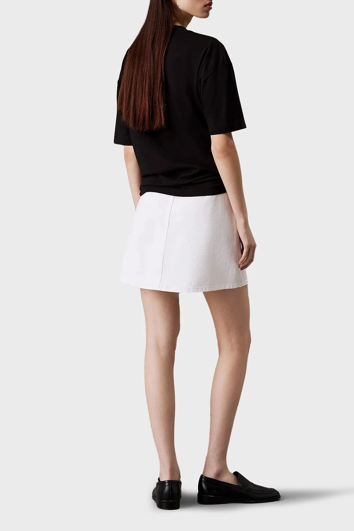 Calvin Klein % 100 Pamuk Relaxed Fit Logolu J20J225521BEH Bayan T Shirt J20J225521 BEH SİYAH - 7