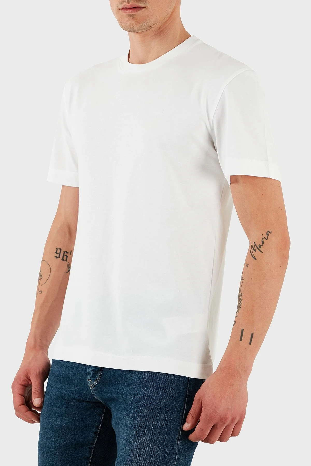 Calvin Klein % 100 Pamuk Relaxed Fit Logolu K10K112749YAF Erkek T Shirt K10K112749 YAF BEYAZ - 9