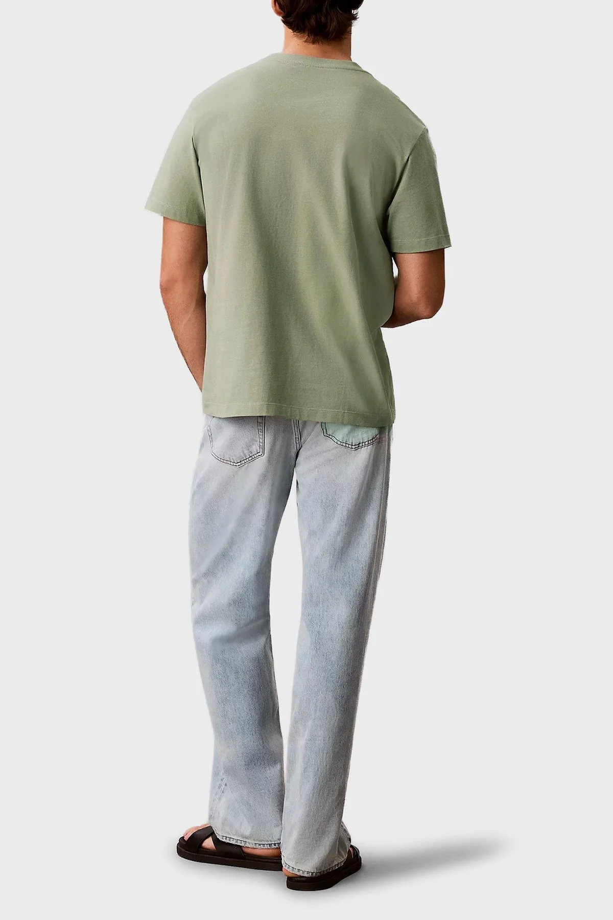 Calvin Klein % 100 Pamuk Relaxed Fit Logolu LV04LG812GPEZ Erkek T Shirt LV04LG812G PEZ HAKİ - 3