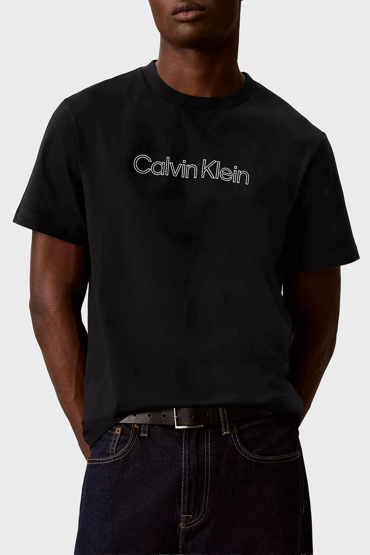 Calvin Klein % 100 Pamuk Relaxed Fit Logolu LV04LG812GUB1 Erkek T Shirt LV04LG812G UB1 SİYAH - 1