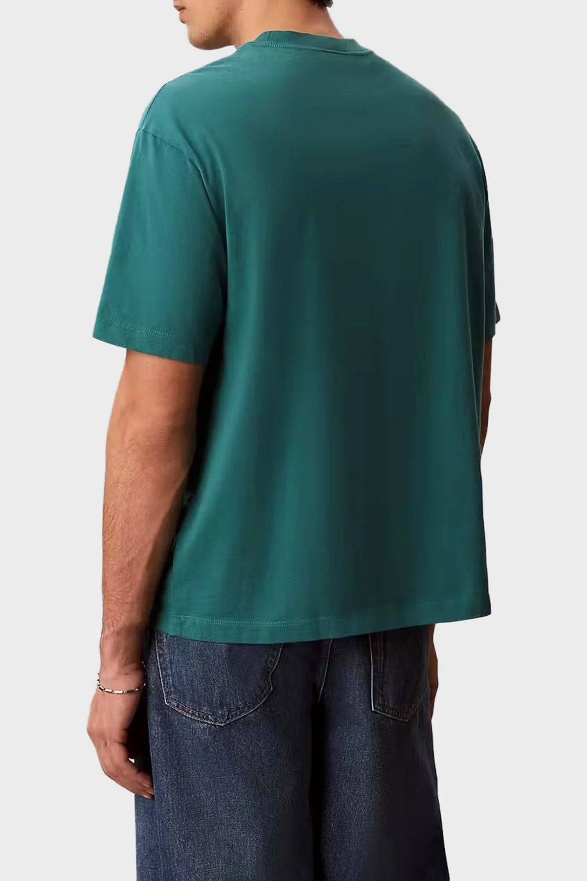 Calvin Klein % 100 Pamuk Relaxed Fit Logolu LV04RG814G8ZU Erkek T Shirt LV04RG814G 8ZU PETROL - 2