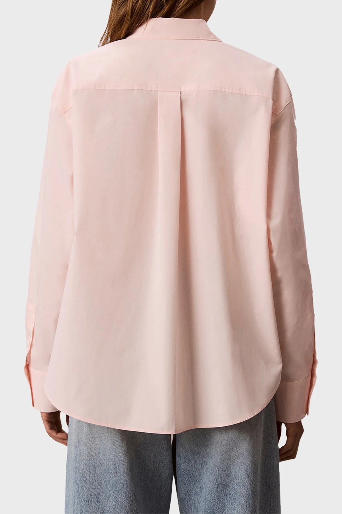 Calvin Klein % 100 Pamuk Relaxed Fit Uzun Kollu LV047F102GVG3 Kadın Gömlek LV047F102G VG3 Pudra - 2
