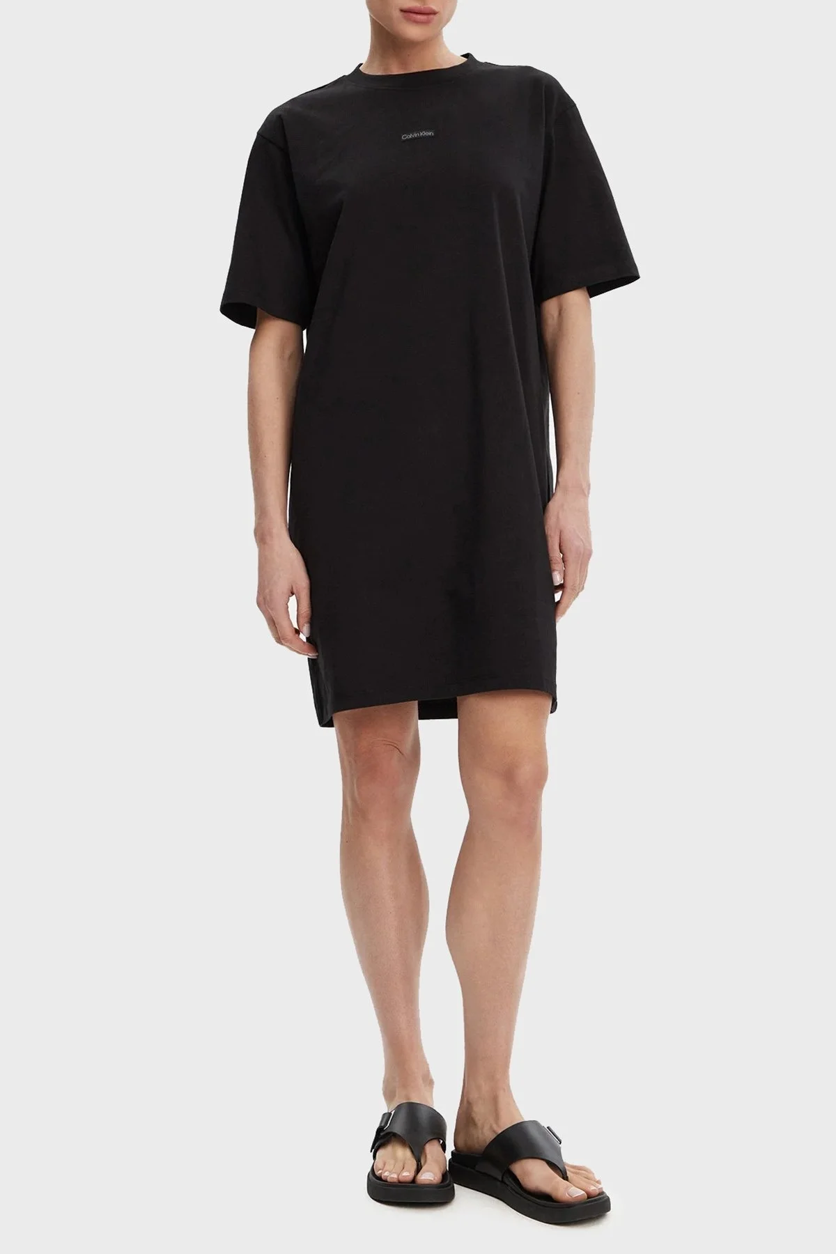 Calvin Klein % 100 Pamuk Sıfıt Yaka Oversize Fit Mini Boy J20J225289BEH Bayan Elbise J20J225289 BEH SİYAH - 8