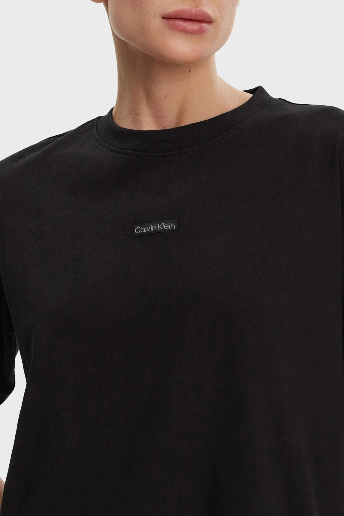 Calvin Klein % 100 Pamuk Sıfıt Yaka Oversize Fit Mini Boy J20J225289BEH Bayan Elbise J20J225289 BEH SİYAH - 9