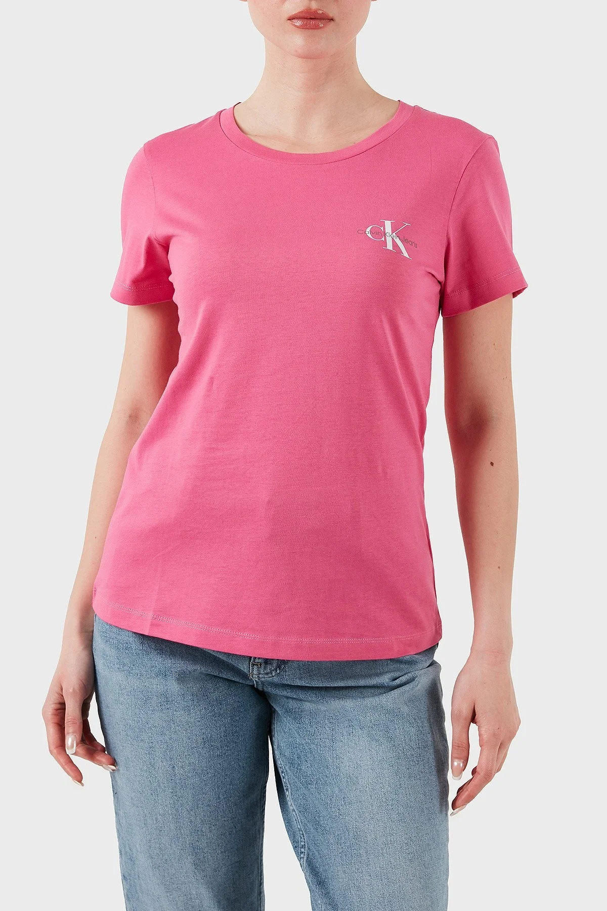 Calvin Klein % 100 Pamuk Slim Fit Bisiklet Yaka 2 Pack J20J219734TO5 Bayan T Shirt J20J219734 TO5 SİYAH-PEMBE - 8