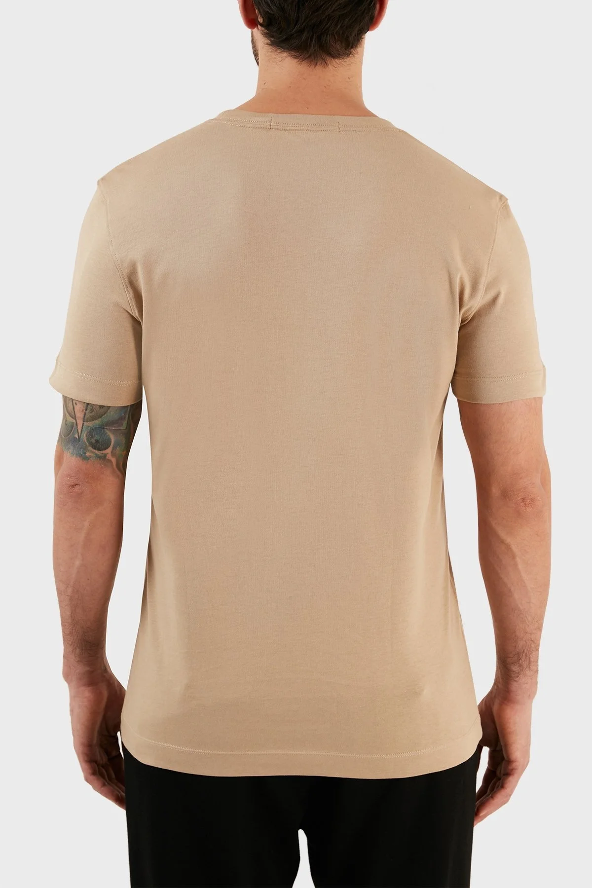 Calvin Klein % 100 Pamuk Slim Fit Bisiklet Yaka Erkek T Shirt J30J320595 PF2 BEJ - 5