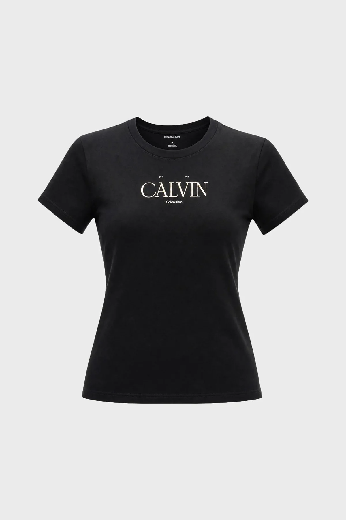 Calvin Klein % 100 Pamuk Slim Fit Bisiklet Yaka LV047G806GUB1 Kadın T Shirt LV047G806G UB1 Siyah - 3
