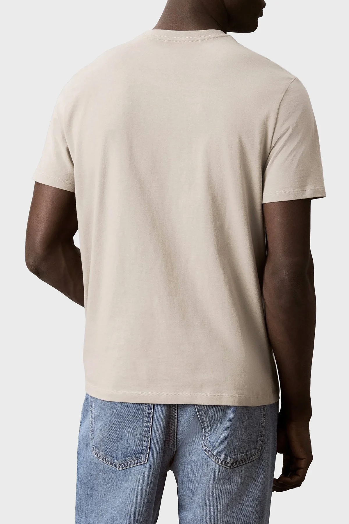 Calvin Klein % 100 Pamuk Slim Fit Bisiklet Yaka LV04RG837GPED Erkek T Shirt LV04RG837G PED Bej - 3