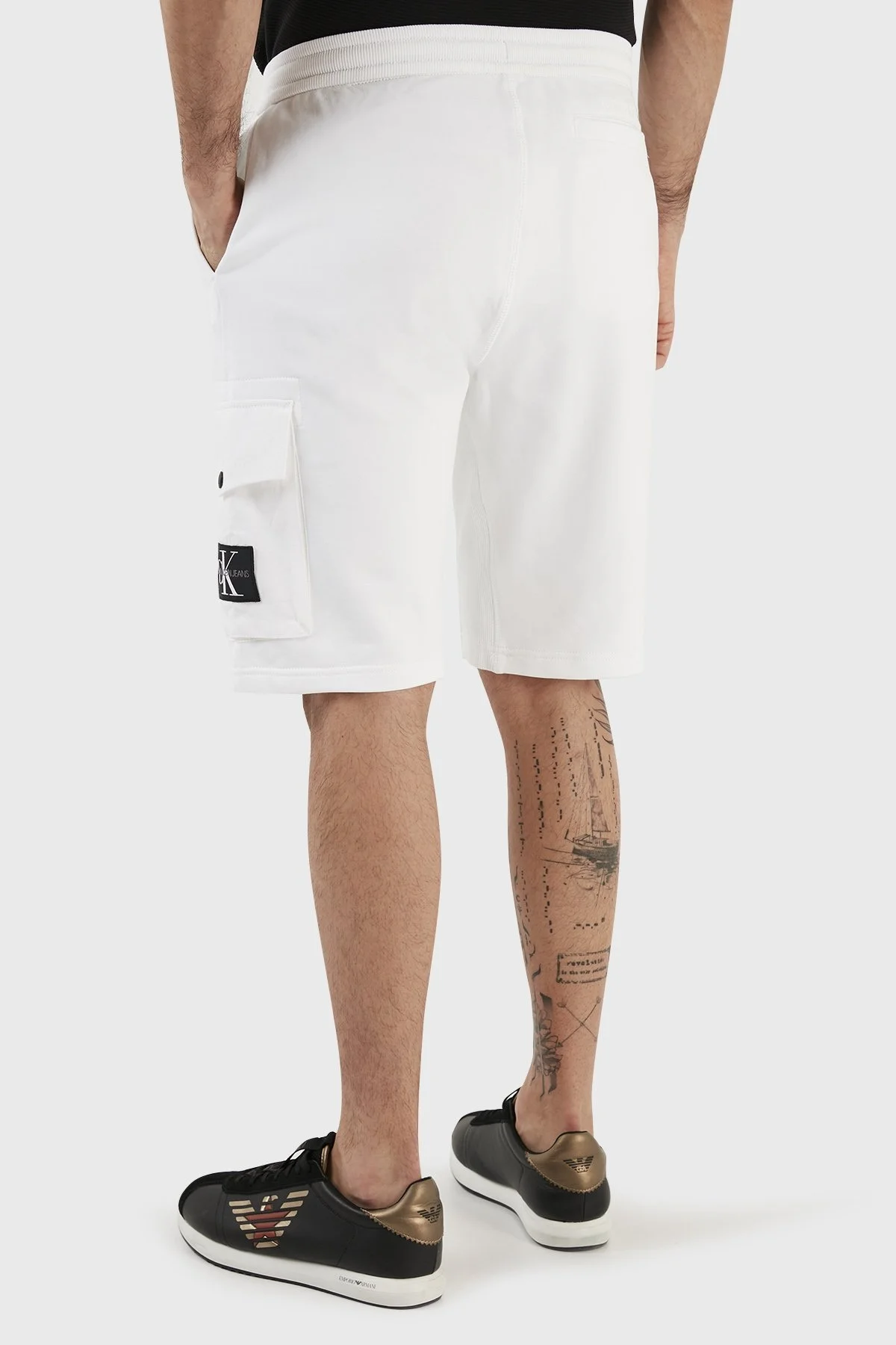 Calvin Klein % 100 Pamuk Slim Fit Diz Boyu J30J323140YAF Erkek Short J30J323140 YAF BEYAZ - 6