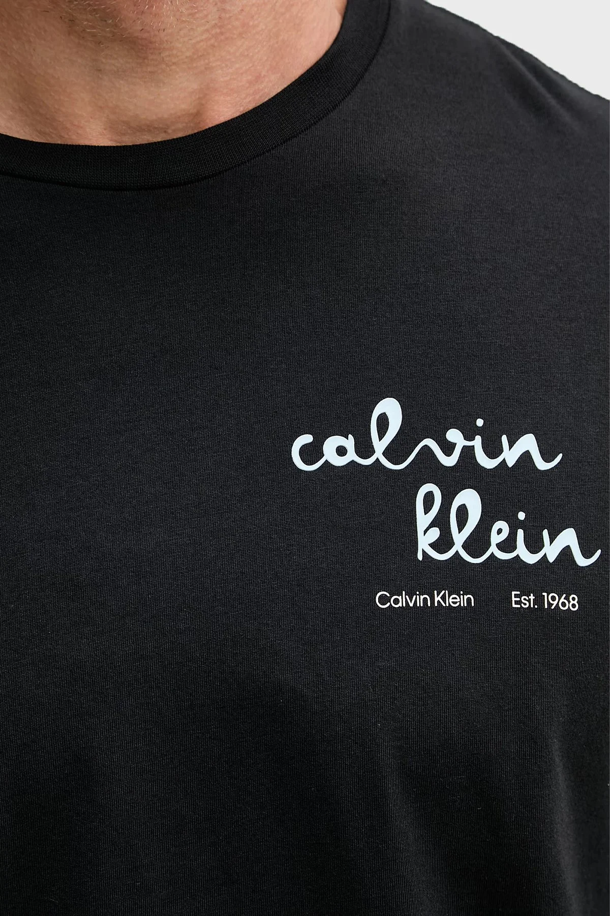 Calvin Klein % 100 Pamuk Slim Fit Logolu Bisiklet Yaka LV04RG837GUB1 Erkek T Shirt LV04RG837G UB1 SİYAH - 4