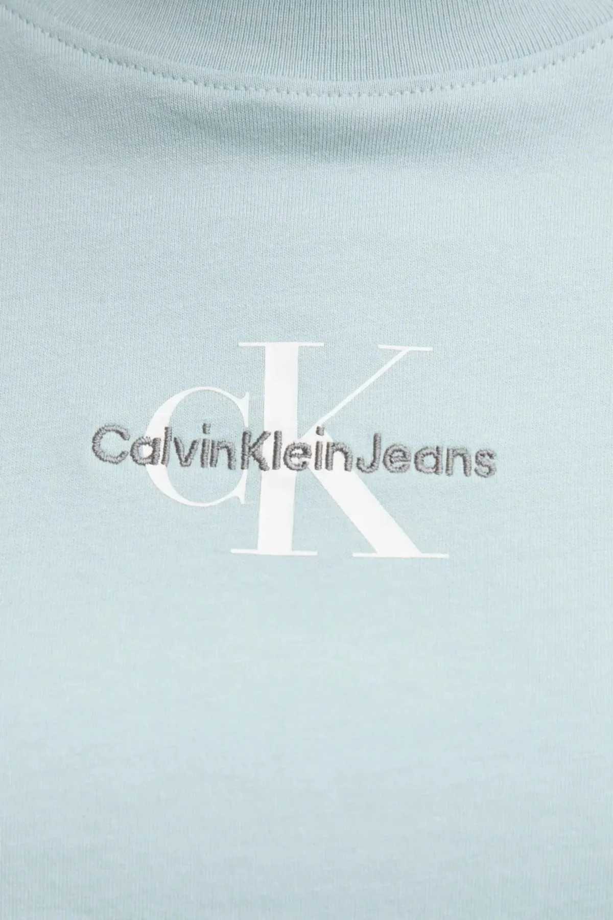 Calvin Klein % 100 Pamuk Slim Fit Logolu Crop J20J223113CDV Bayan T Shirt J20J223113 CDV AÇIK MAVİ - 5