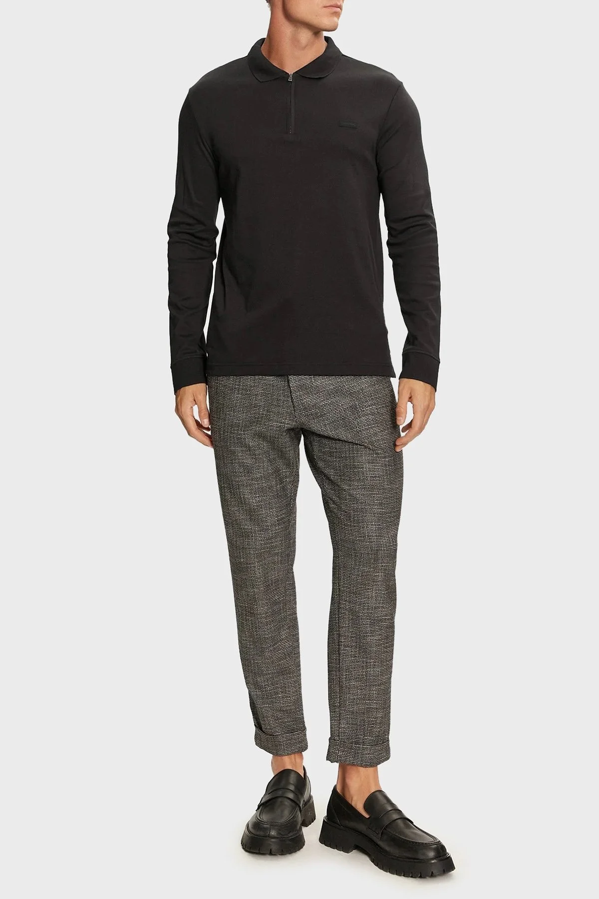 Calvin Klein % 100 Pamuk Slim Fit Yarım Fermuarlı Polo Yaka K10K113586BEH Erkek Sweat K10K113586 BEH SİYAH - 2