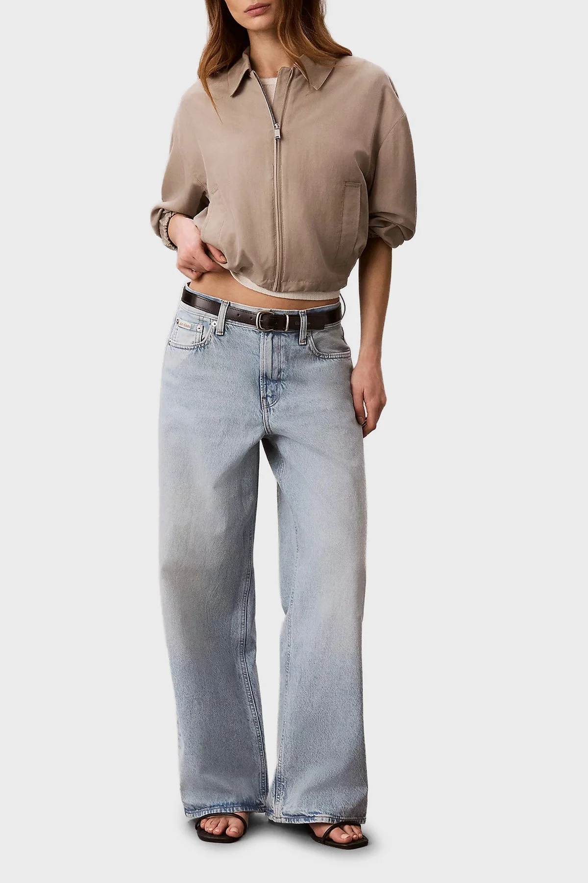 Calvin Klein % 100 Pamuk Wide Leg Fit Normal Bel Jeans LV047F663G1XO Bayan Kot Pantolon LV047F663G 1XO MAVİ - 2