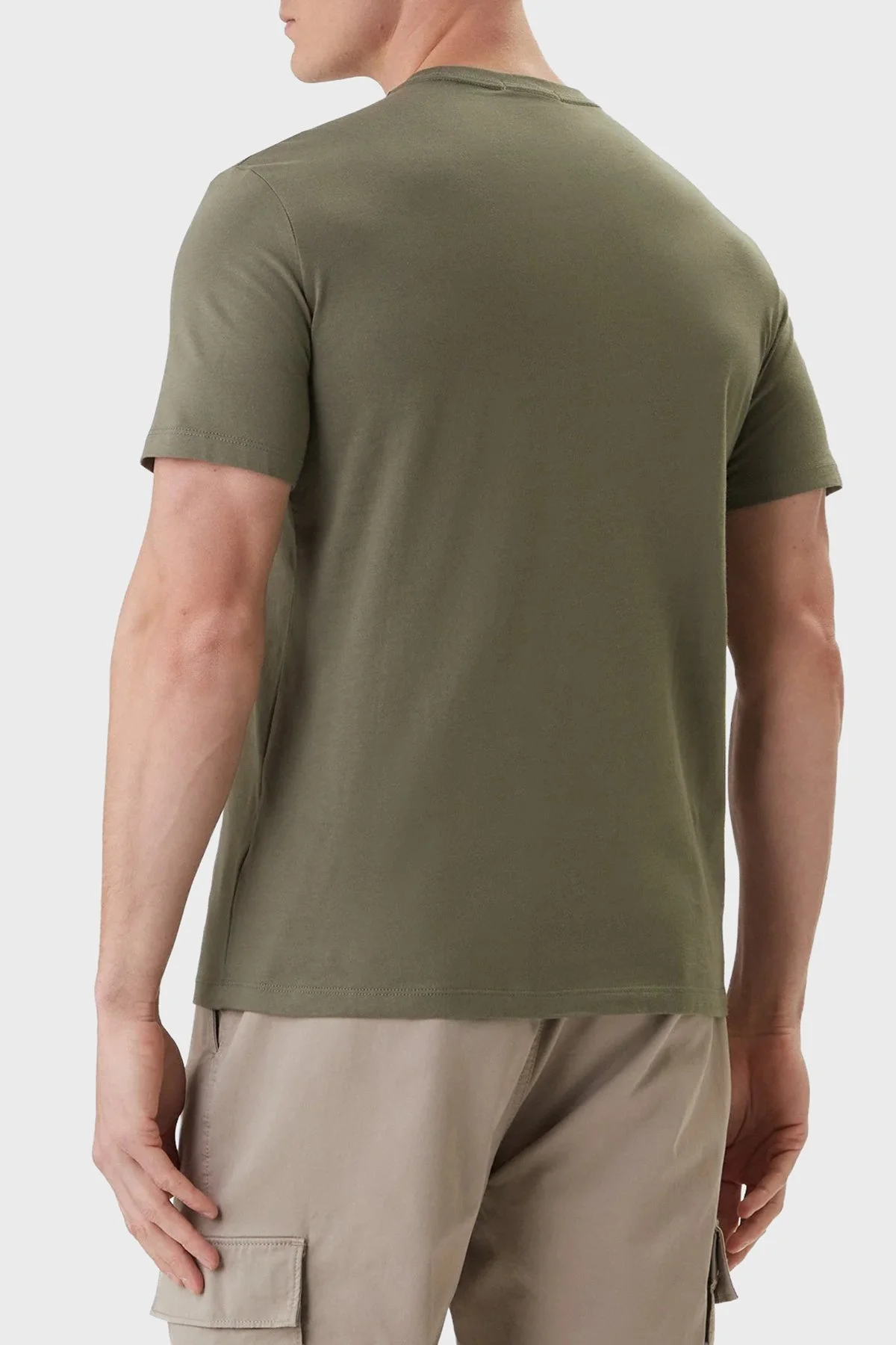 Calvin Klein % 100 Pamuklu Logolu Bisiklet Yaka LV04RF278GLDY Erkek T Shirt LV04RF278G LDY HAKİ - 3