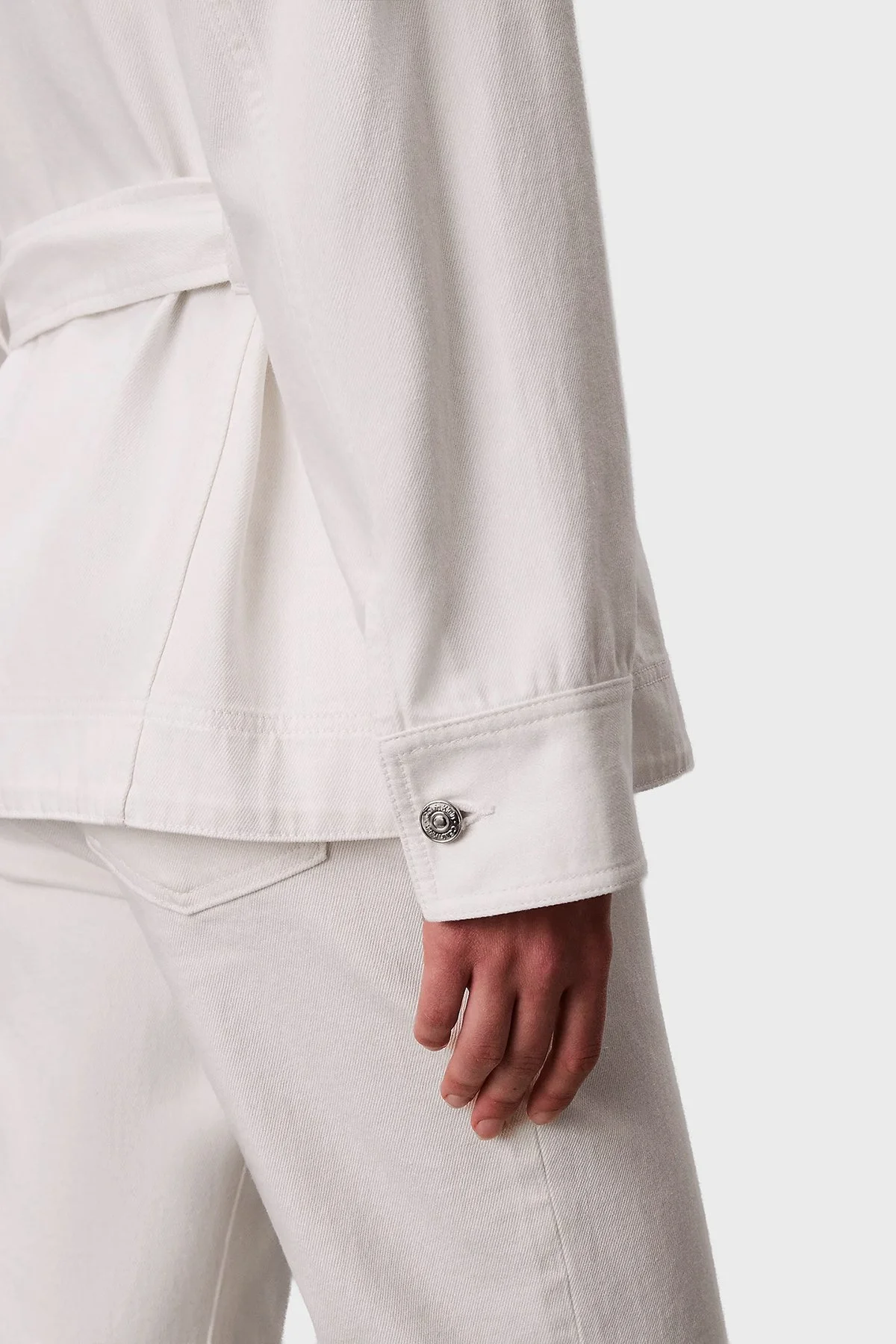 Calvin Klein % 100 Pamuklu Regular Fit Klasik Yaka LV047F759G ASN Bayan Kot Ceket LV047F759G ASN BEYAZ - 6