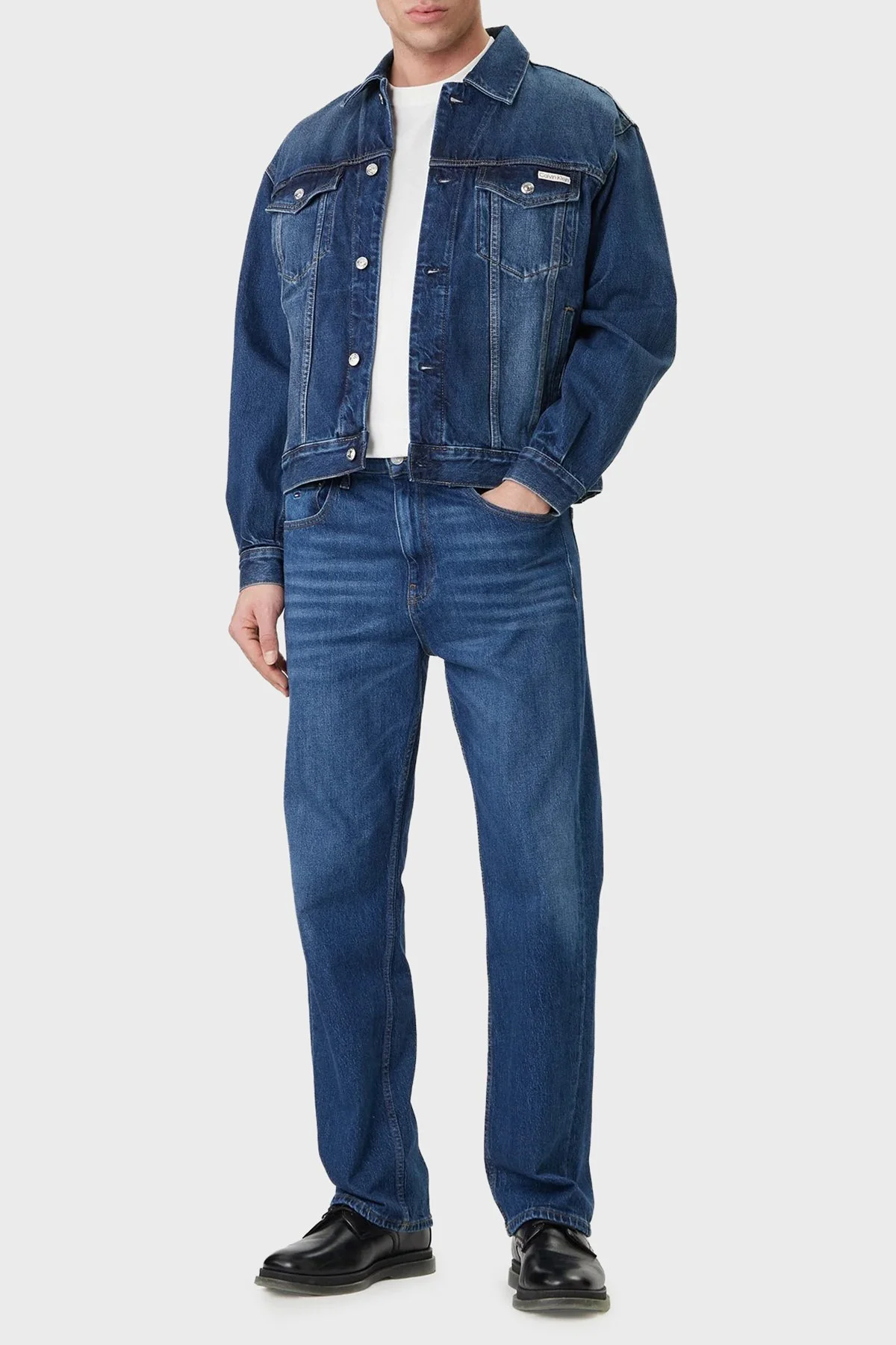 Calvin Klein % 100 Pamuklu Regular Fit Klasik Yaka LV04RF705GPTT Erkek Kot Ceket LV04RF705G PTT LACİVERT - 2