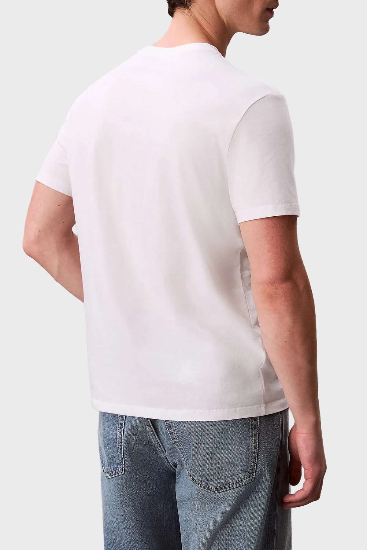 Calvin Klein % 100 Pamuklu Regular Fit Logolu Bisiklet Yaka Erkek T Shirt LV04RB866G YAF BEYAZ - 3