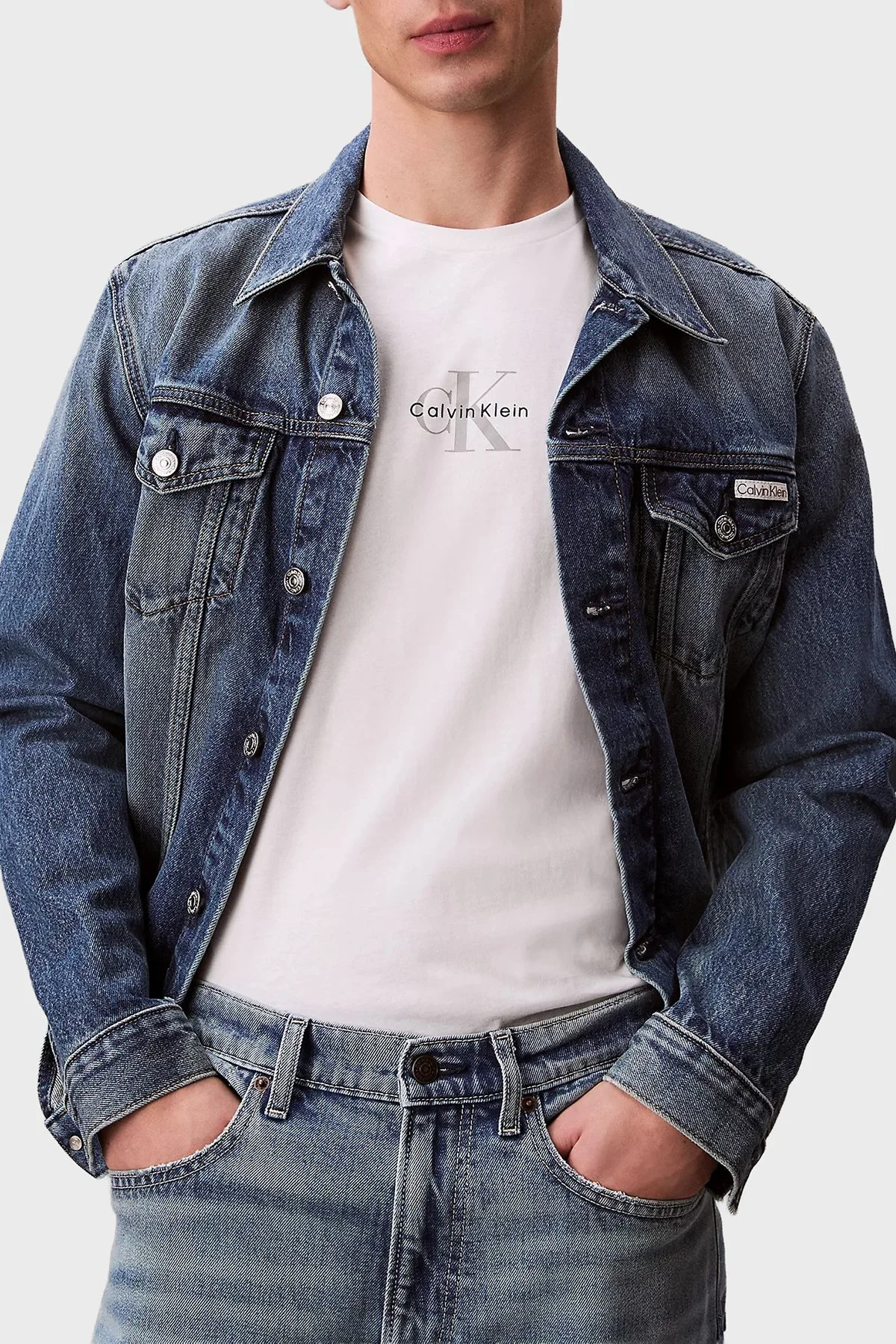 Calvin Klein % 100 Pamuklu Regular Fit Logolu Bisiklet Yaka Erkek T Shirt LV04RB866G YAF BEYAZ - 4